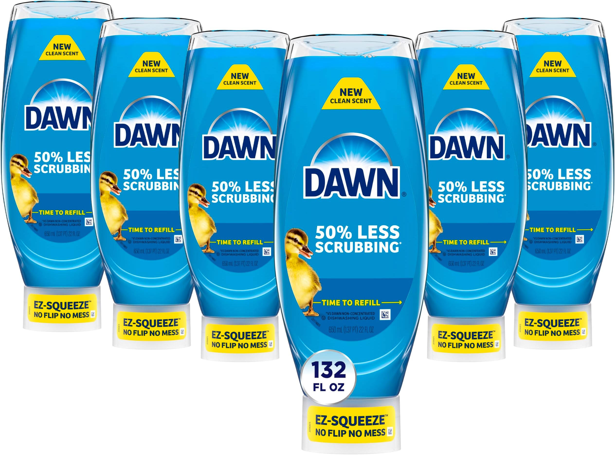 Dawn Ultra EZ-Squeeze Dish Soap Liquid, Dishwashing Liquid, Grease Removal, Upside Down Bottle, Original, 6x22 Fl Oz Bundle