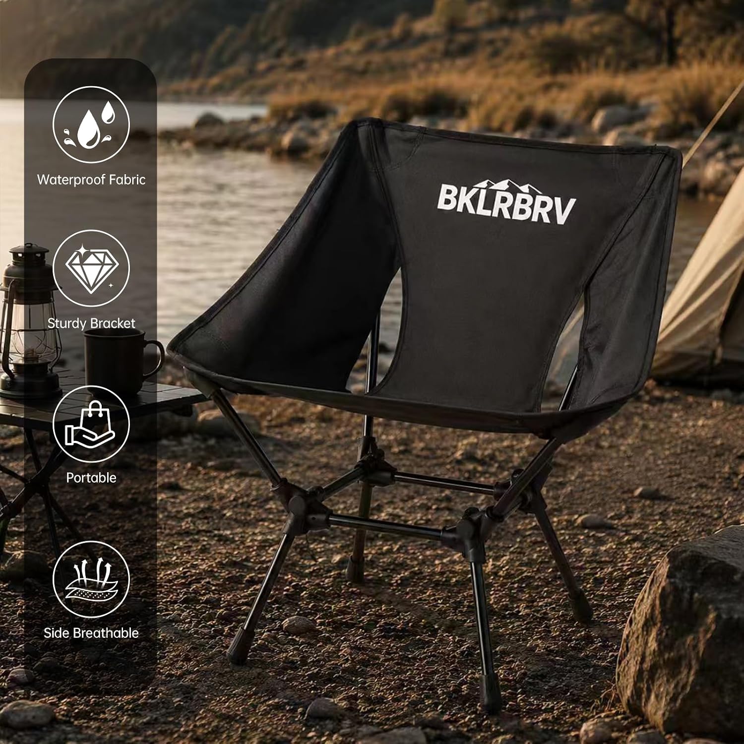 Condition photo showing New/Like New for oversized portable camping chair, black