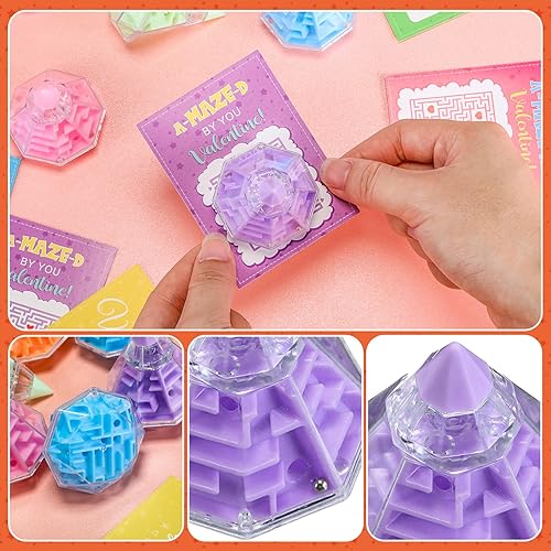 Miniatura 4 de Capoda Paquete de 36 juguetes de regalo para el día de San Valentín, rompecabezas de laberinto 3D, con tarjetas, laberinto, laberinto, rompecabezas