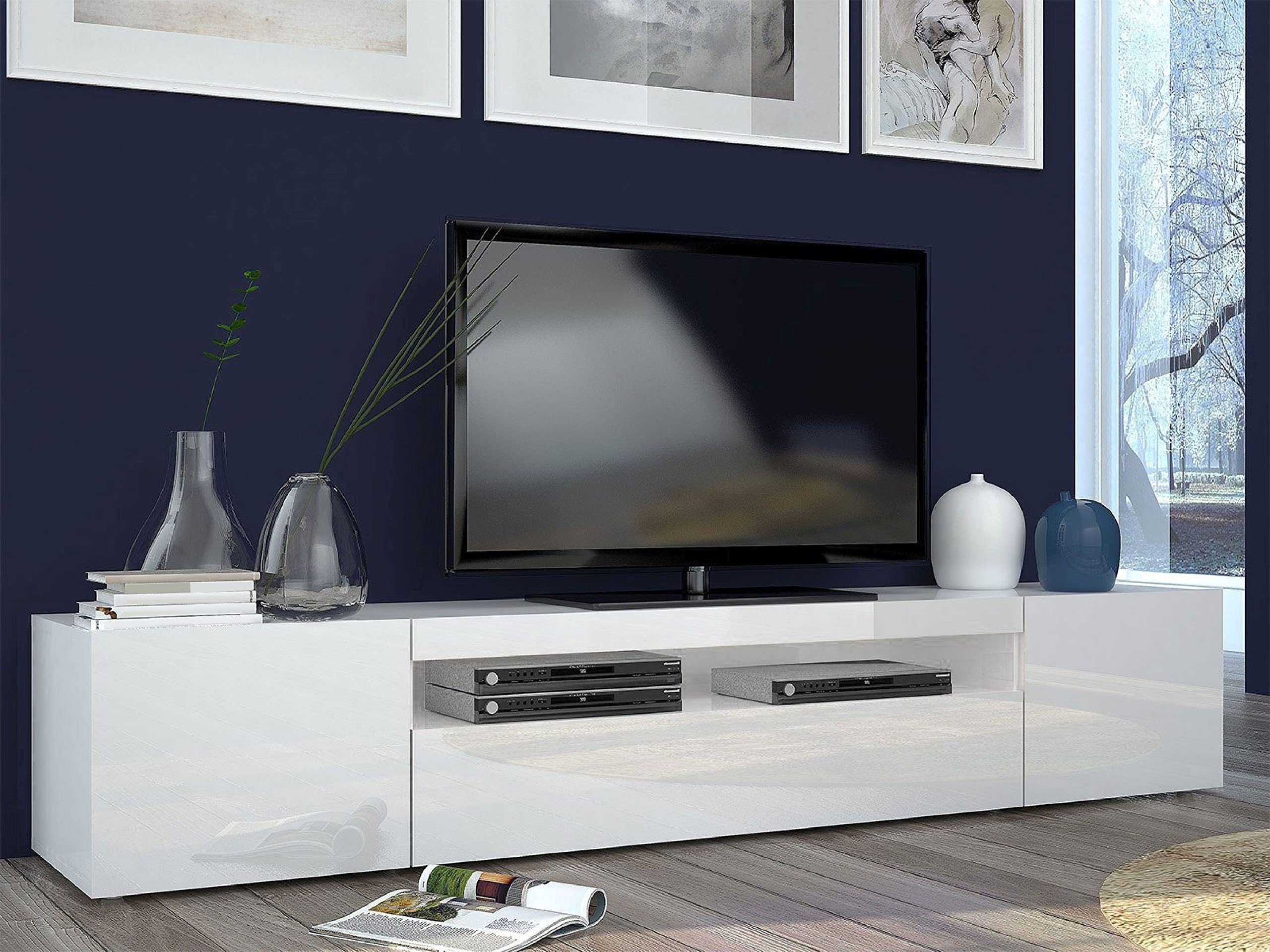 Web Convenienza Mobile TV con 3 Ante - Made in Italy - Mobile Televisore con Ante e Ripiano Vuoto Collezione Frozen per Soggiorno Cucina Sala da Pranzo Design moderno e Spazioso