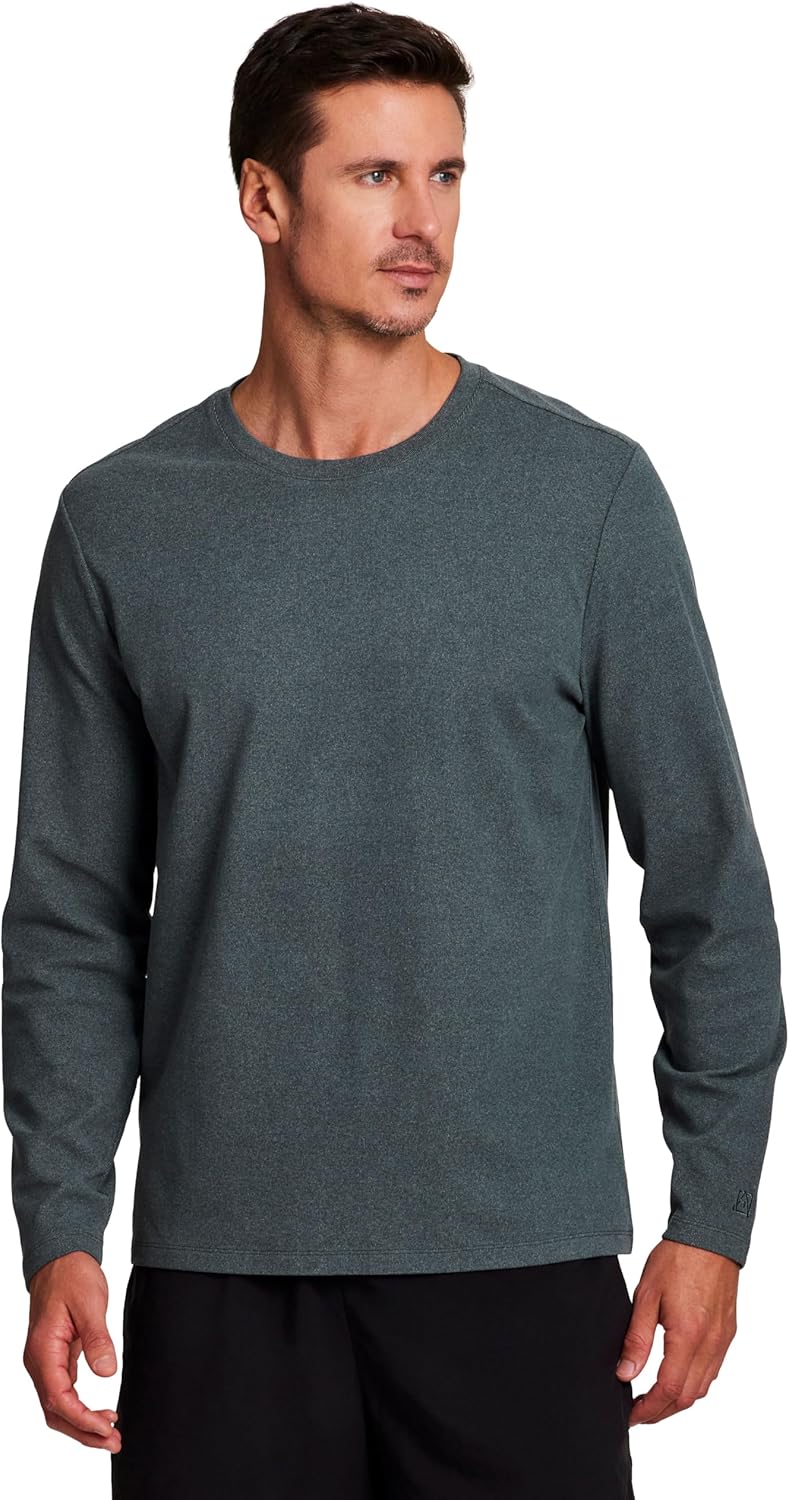 Avalanche Men's Fleece Base Layer Top, Crewneck Fleece Shirt for Men Long Sleeve Hiking Pullover Tee