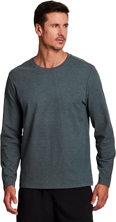 Avalanche Mens Fleece Base Layer Top, Crewneck Fleece Shirt for Men Long Sleeve Hiking Pullover Tee