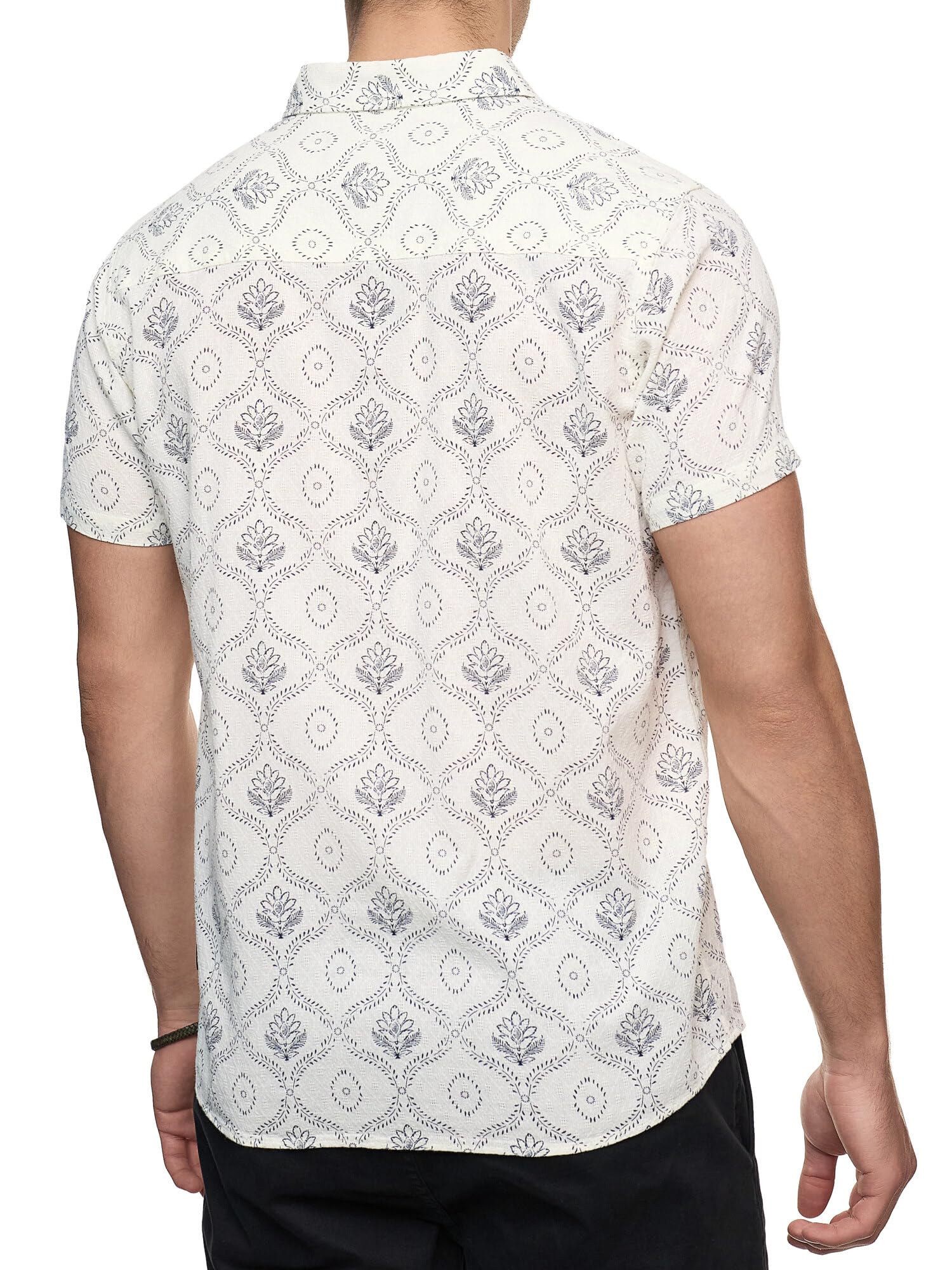 Indicode Camicia da uomo INCotta a maniche corte con motivo | Camicia da uomo con stampa camicia a maniche corte