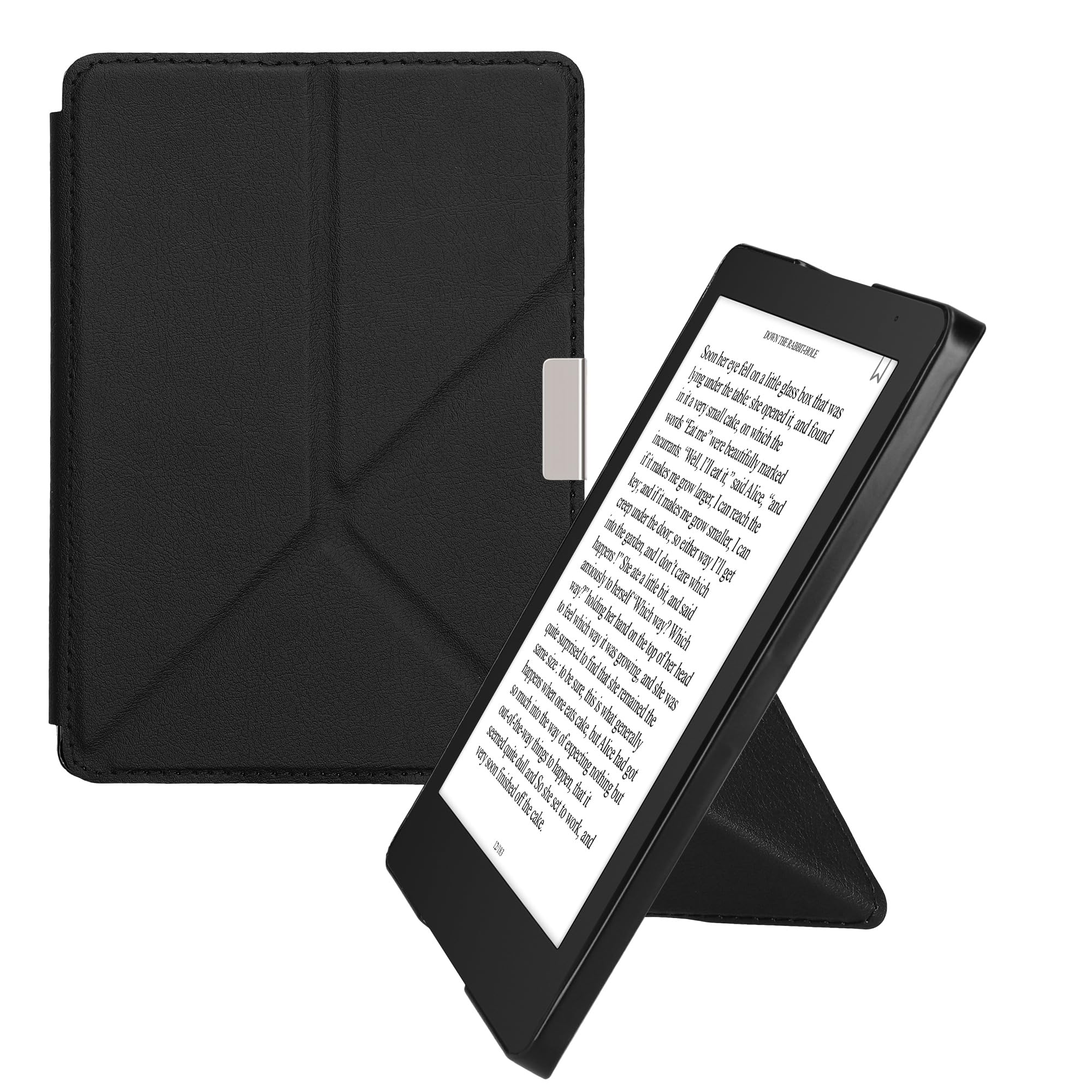 kwmobile Custodia Pieghevole Compatibile con Kobo Aura Edition 2 Cover - Cover Magnetica Pelle PU eReader con Stand - nero