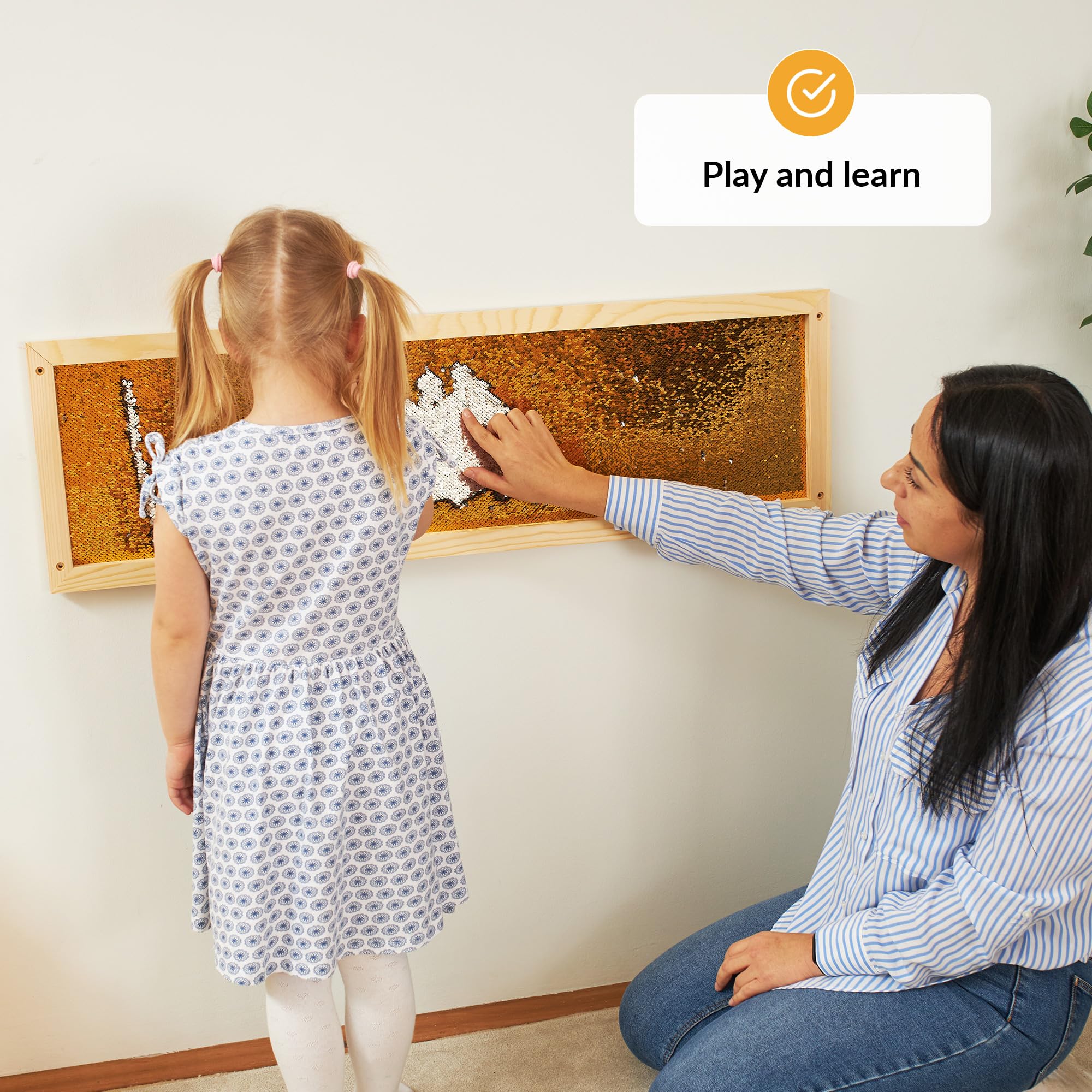 Sequins Sensory Wall Frame | Reversible Sequins Board for Kids | Sensory Sequins Fabric | Sequins Fabric Sensory Wall | Flip Sequin Board | Sensory Wall and Room Board