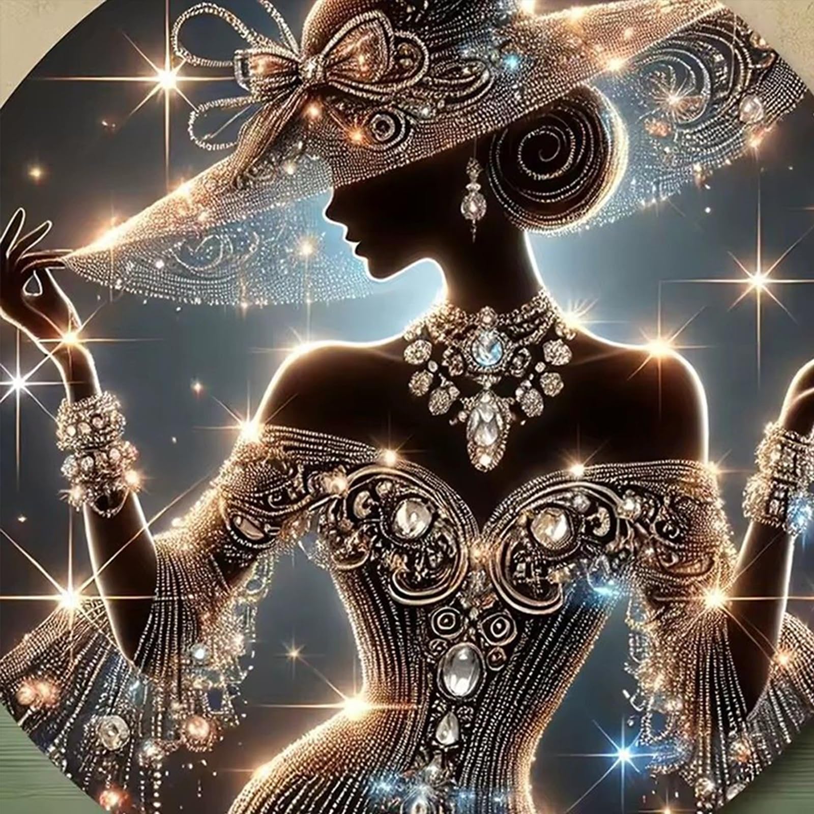 Poetrydraw Glam Jewel Silhouette 11Ct 3-Strand Diy Embroidery Kit 17.71X17.71inch Cross Stitch Art For Beginners Adults (Glam Jewel Silhouette)