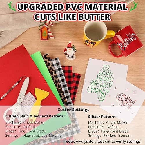 Miniatura 2 de HTVRONT Buffalo Plaid - Vinilo permanente a cuadros, 12 hojas de vinilo permanente de 12 x 12 pulgadas para máquina Cricut, incluye 7 vinilos