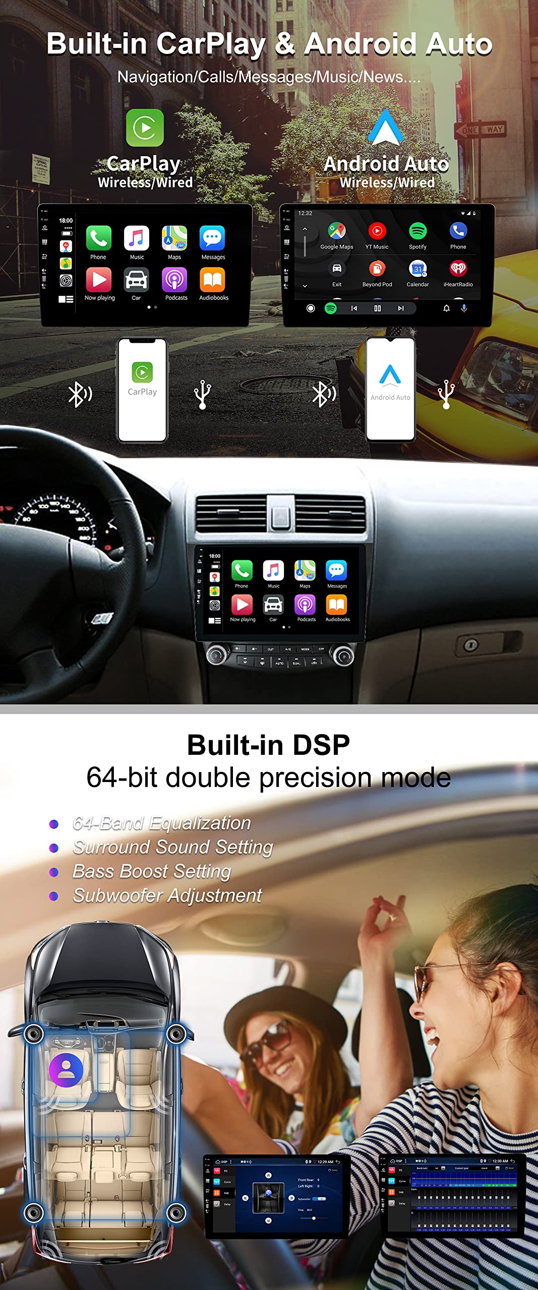 Autoradio Android 14 Pour Honda Accord 7ème Génération (2002-2007) | Écran 10.1" 2 Din | CarPlay/Android Auto Sans Fil | GPS | 6Go RAM + 128Go ROM - 9