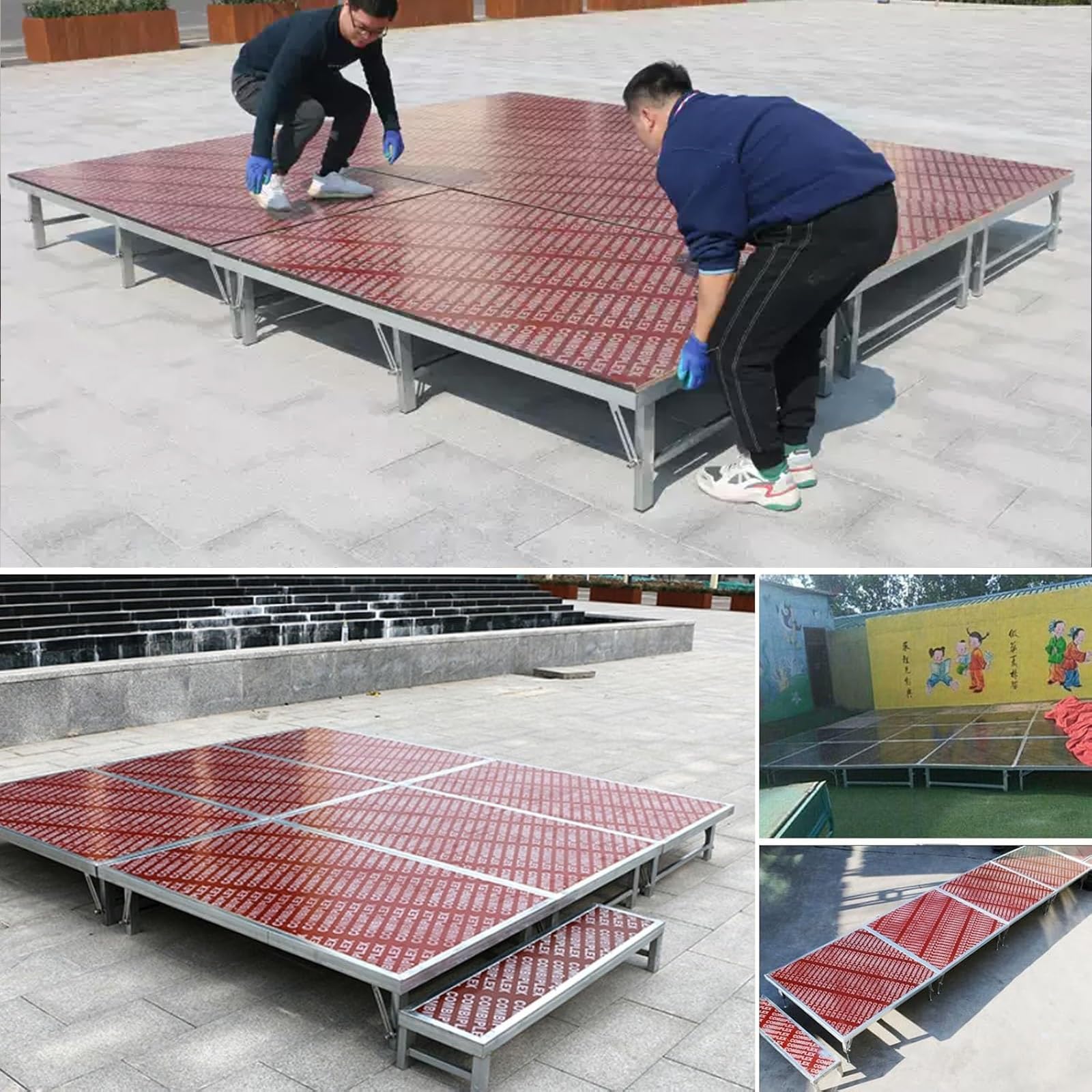 Palco pieghevole e portatile, portata 500 kg, gambe pieghevoli, design modulare per concerti, DJ, feste ed eventi(100x128x30cm/39.4x50.4x11.8in)