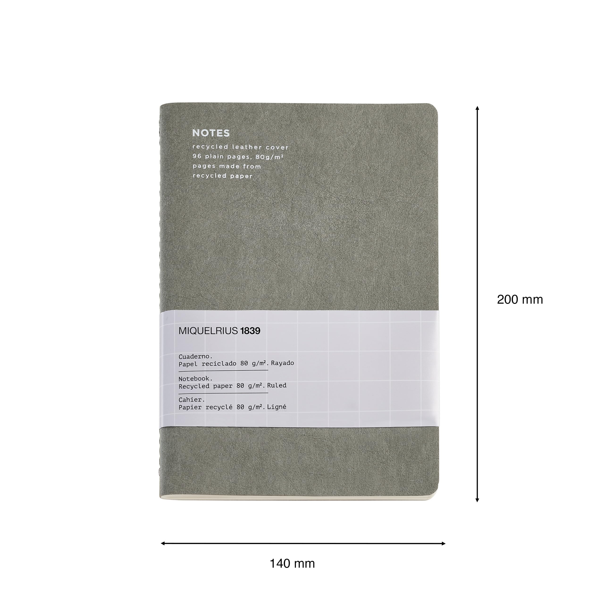 Miquelrius - Flexible notebook A5 (140 x 200 mm), Lined horizontally, 48 white sheets of 80 g/m², Recycled leather cover, Black - Image 3
