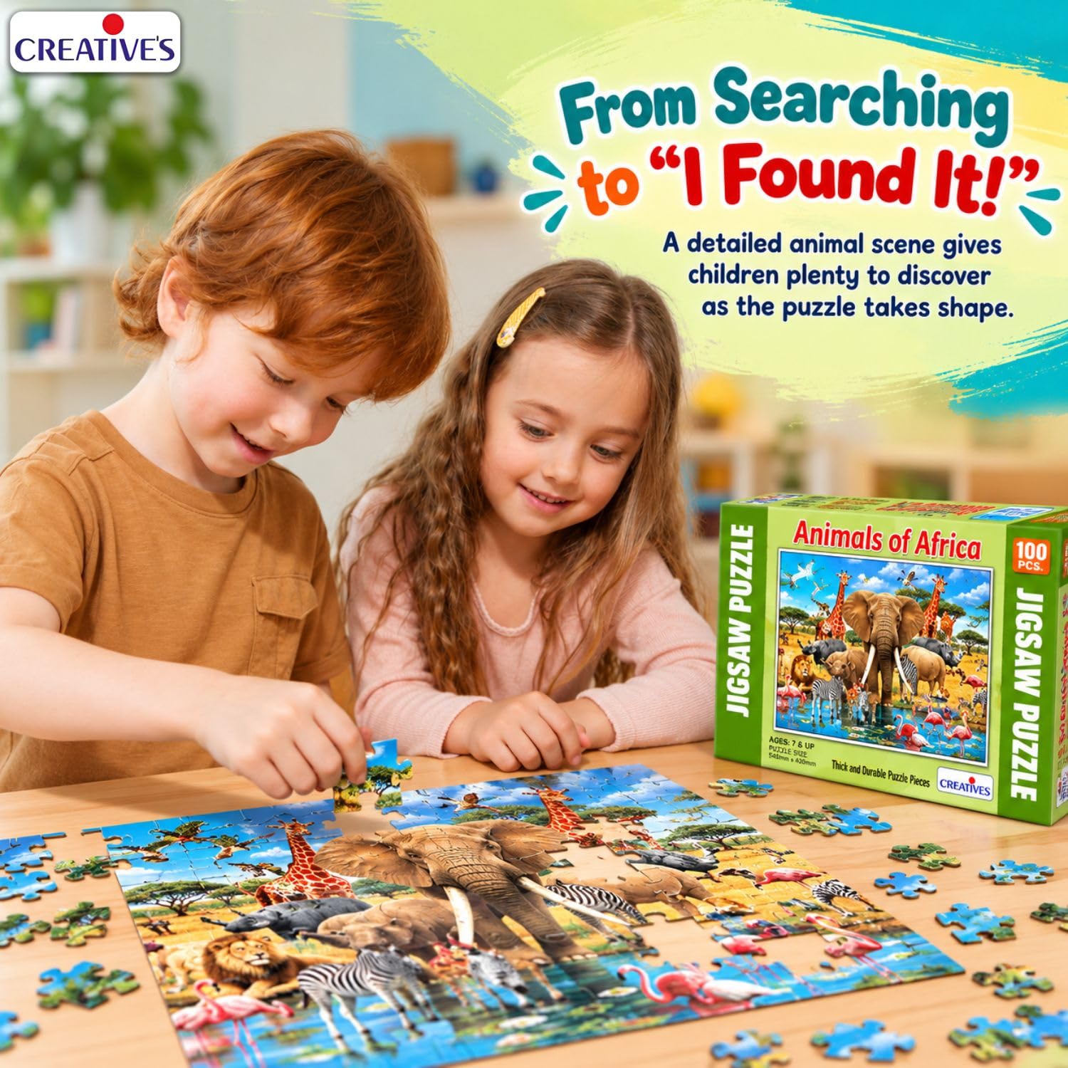 African Animal Jigsaw Puzzles for Kids - 100 Pieces -4