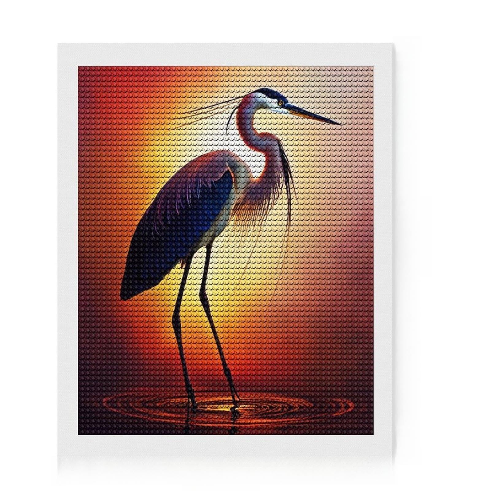 Junmoney Paint Stork Diamond Painting Set 16"x20", Stress Relief Craft, Satisfying Creative Project, Modern Decor, Holiday Gift Idea