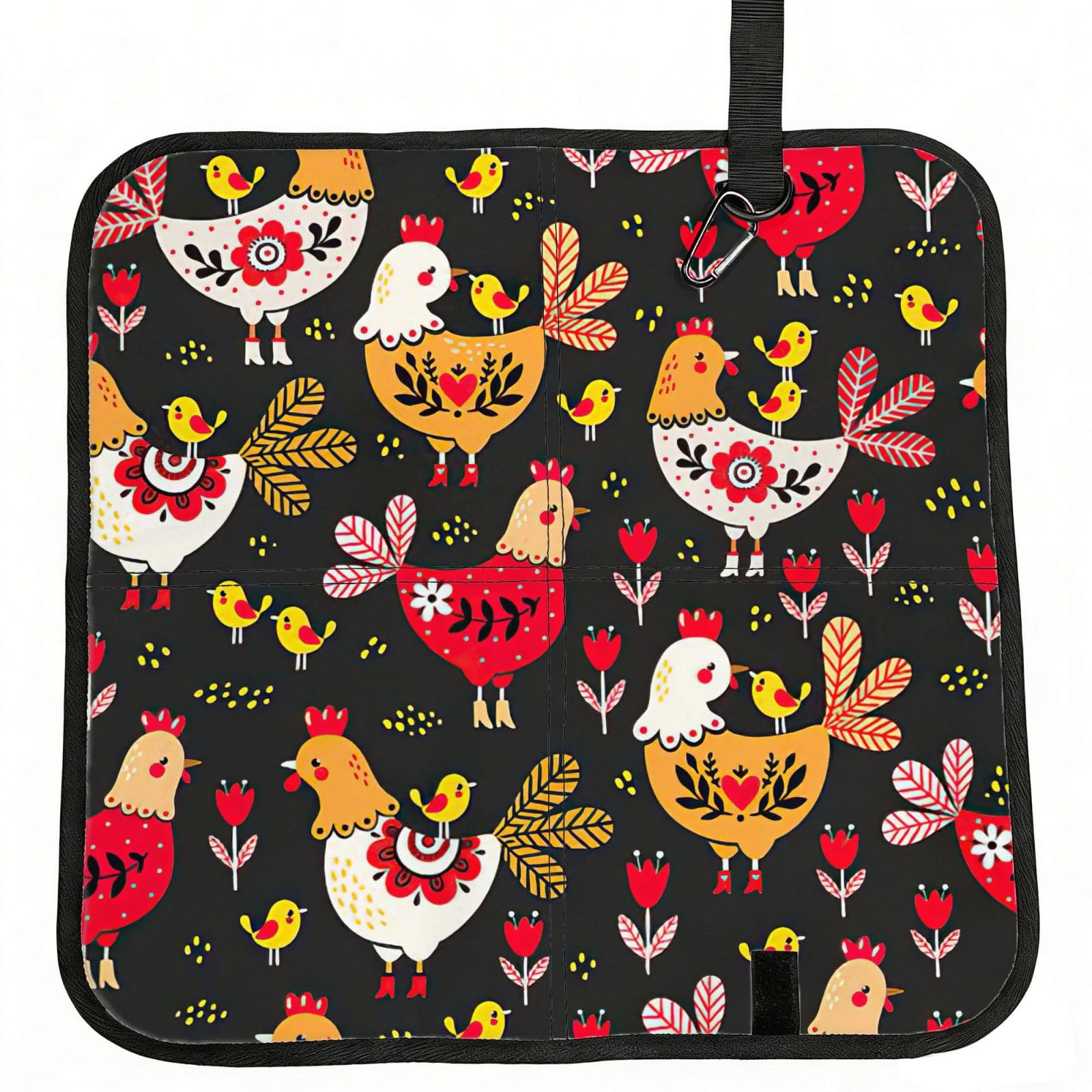 DEXNEL Cute Rooster Chickens Print Foldable Seat Cushion Portable Stadium Pad Waterproof Outdoor Camping Mat 15.8 X 15.8 Inches
