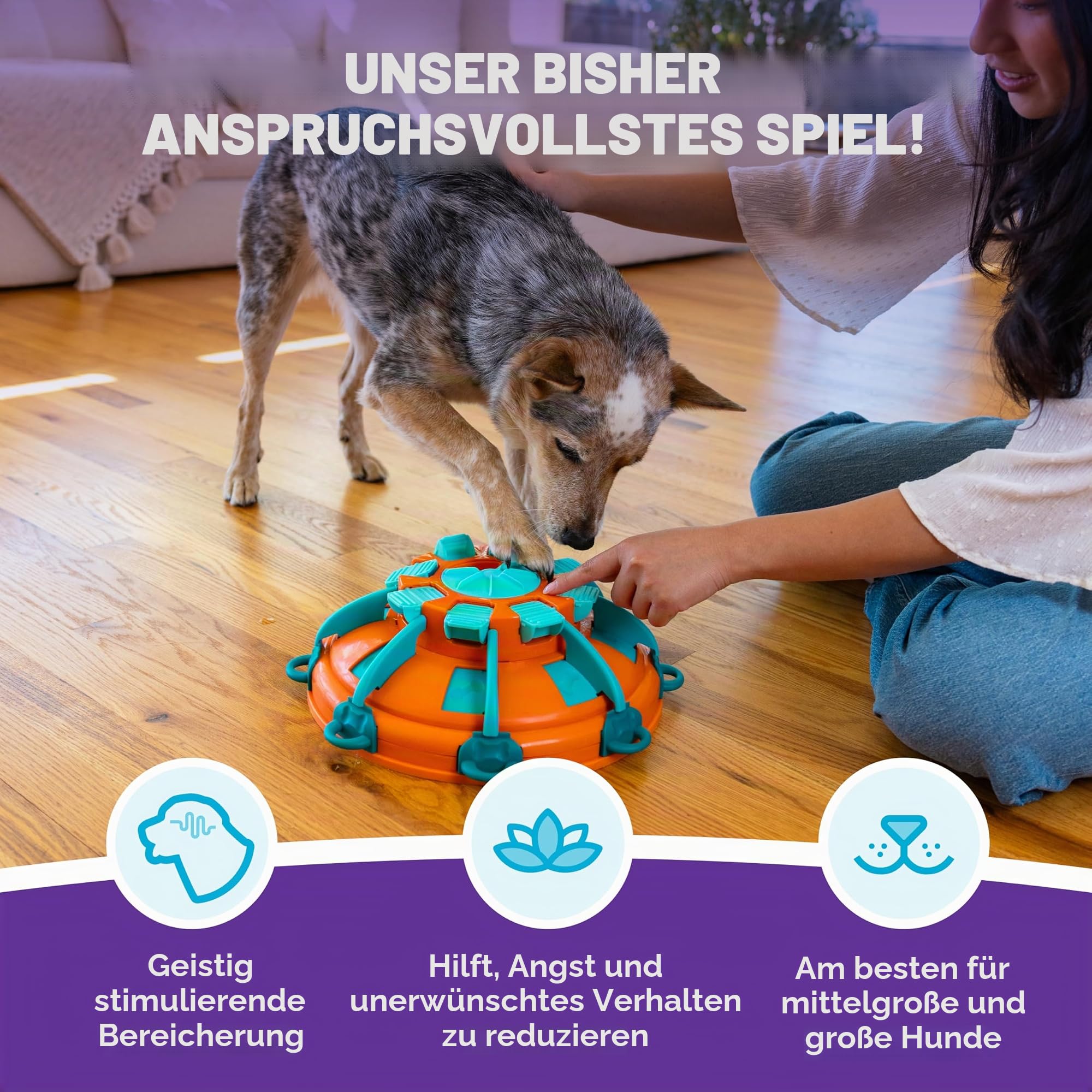 Outward Hound by Nina Ottosson Tower of Treats Level 4 Expert Dog Treat Puzzle for Enrichment, Orange