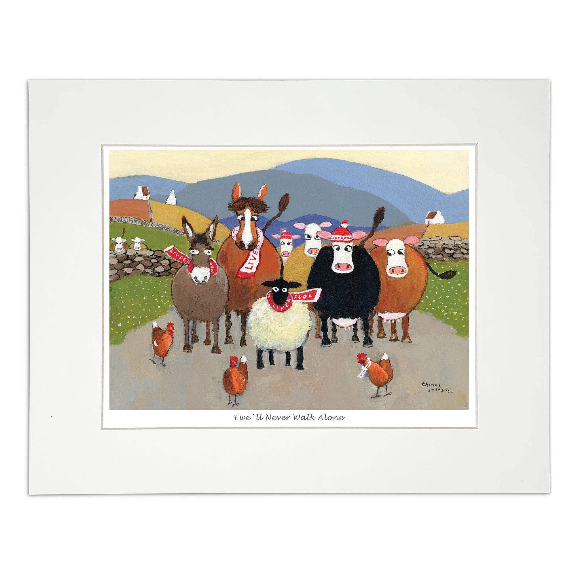 'Ewe'll Never Walk Alone' Mounted Print by Thomas Joseph - Sheep Art Liverpool