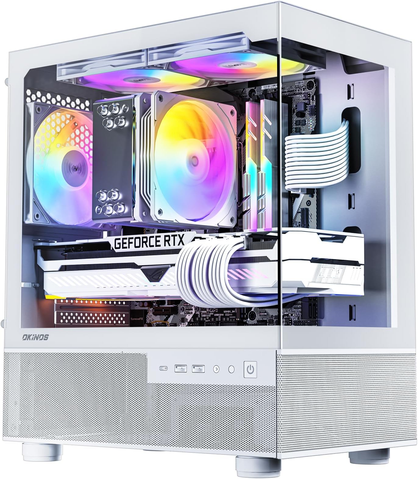 Aqua 3, Micro ATX Case, MATX PC Case with 3 X 120mm 3-Pin ARGB Fan Pre-Installed, Panoramic View Tempered Glass Front & Side Panel, with Type C Port, White