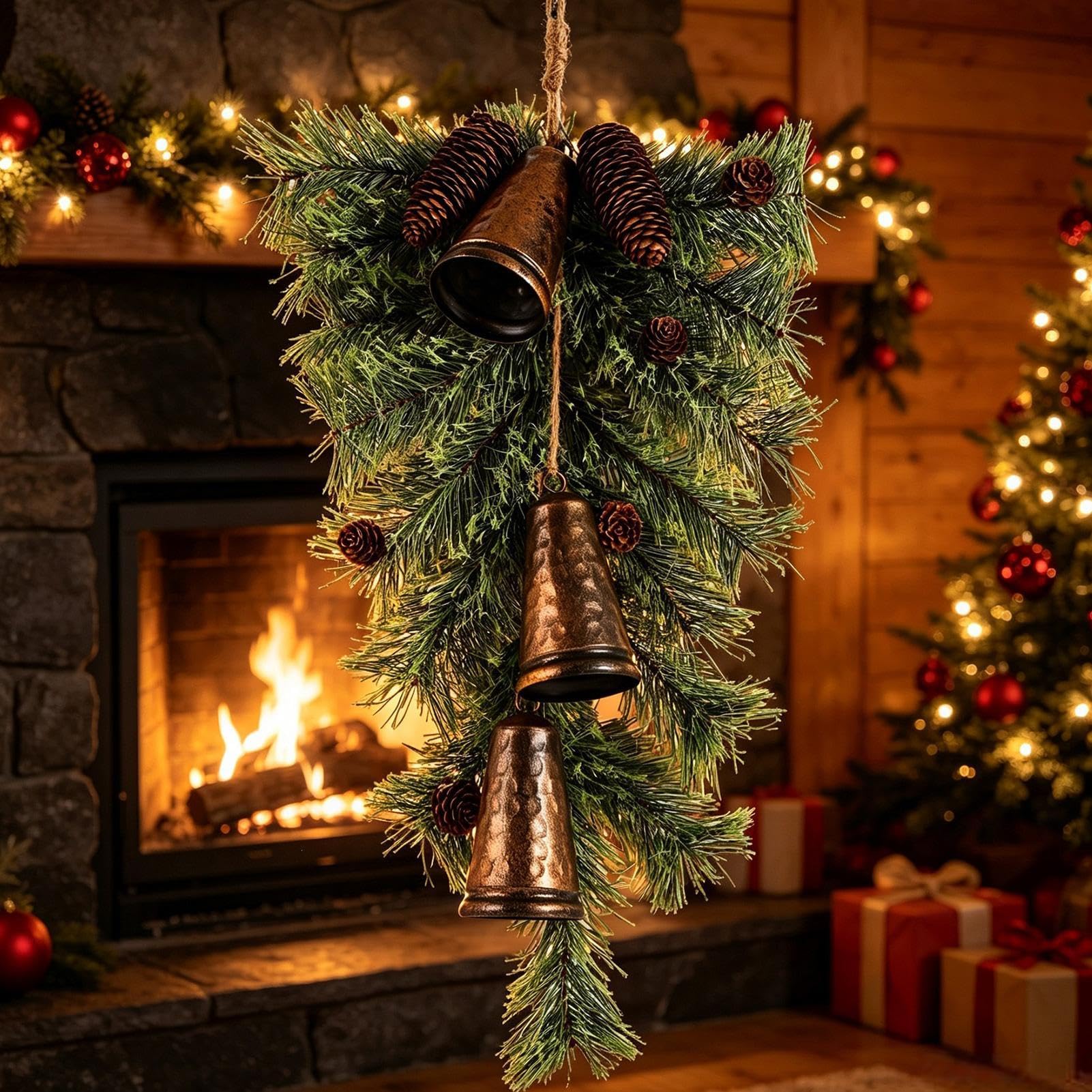 Guirnalda de lágrima de Navidad, guirnalda de pino artificial, decoración