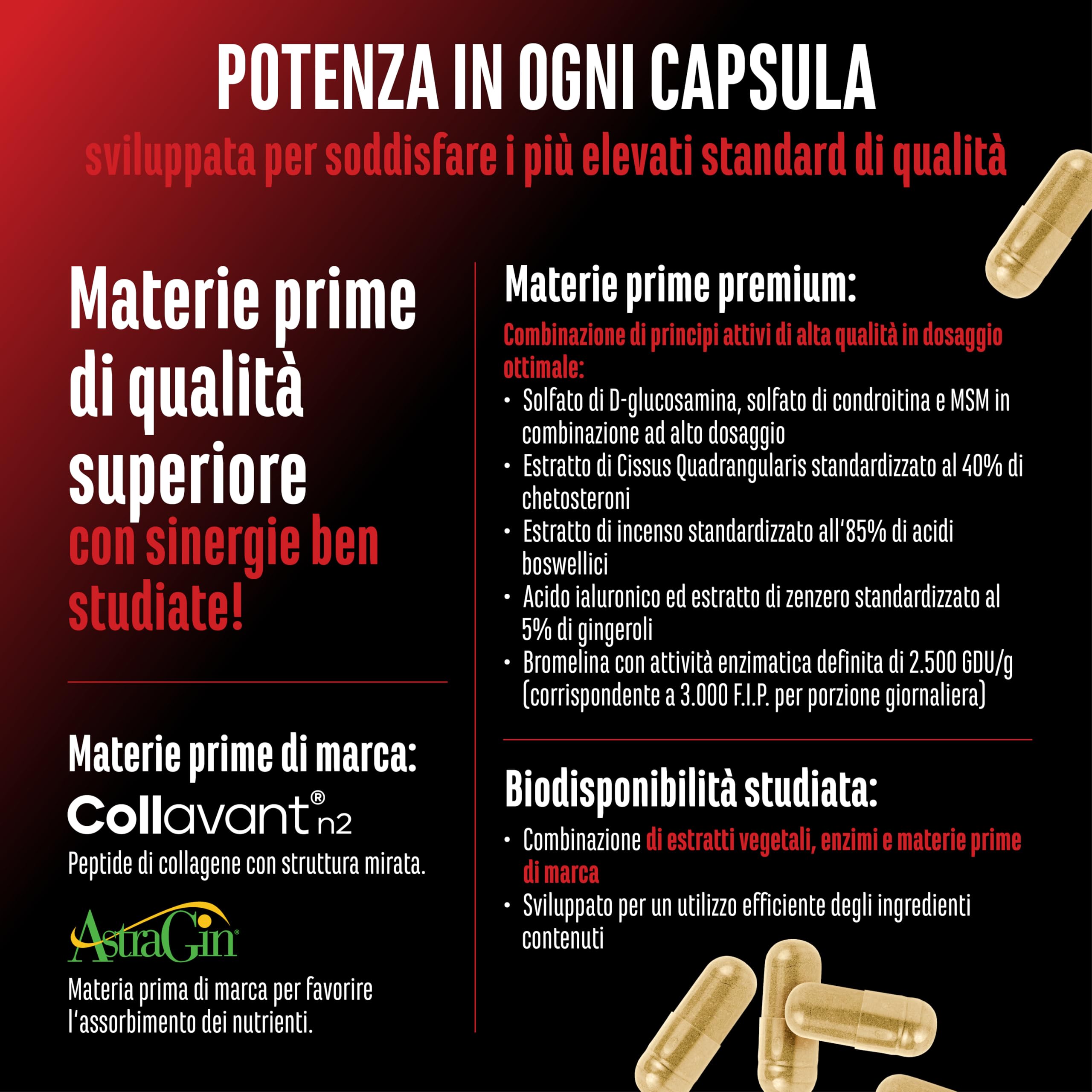 Bone Force - Complesso Articolare Premium con Collavant® N2 (Collagene di Tipo II), AstraGin®, Glucosamina, MSM, Condroitina, Cissus e Acido Ialuronico - 180 Capsule Ultra