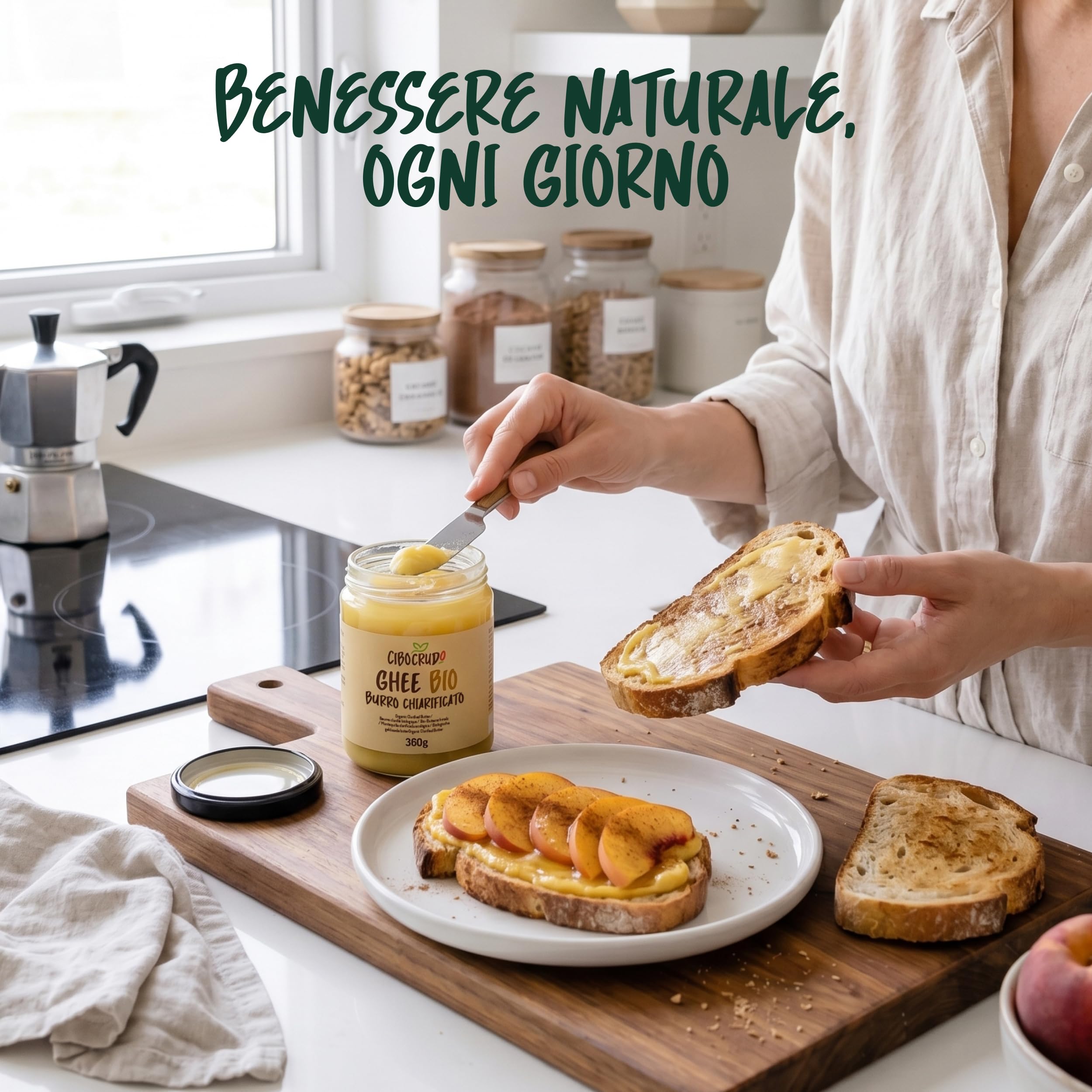 CiboCrudo Ghee Biologico 360g | Burro Chiarificato Biologico Certificato EU | Senza Lattosio | Burro Ghee Puro | Non-GMO | Alta Digeribilità | Senza Additivi