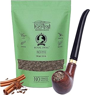 Royal Swag Tobacco & Nicotine Free Smoking Mixture With 100% Natural Herbal Smoking Blend 1 Pack (3.5 oz/ 100 gm) With Wooden Pipe