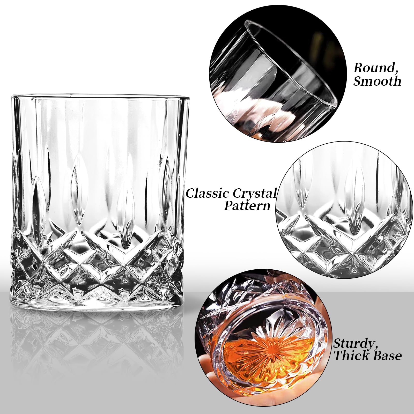 Whiskyglazen Set van 2 Diamond Whisky Tumblers 300ml Drinkbekers Scotch Bourbon Brandy Rum Cocktail Thuis Bar Party Mannen