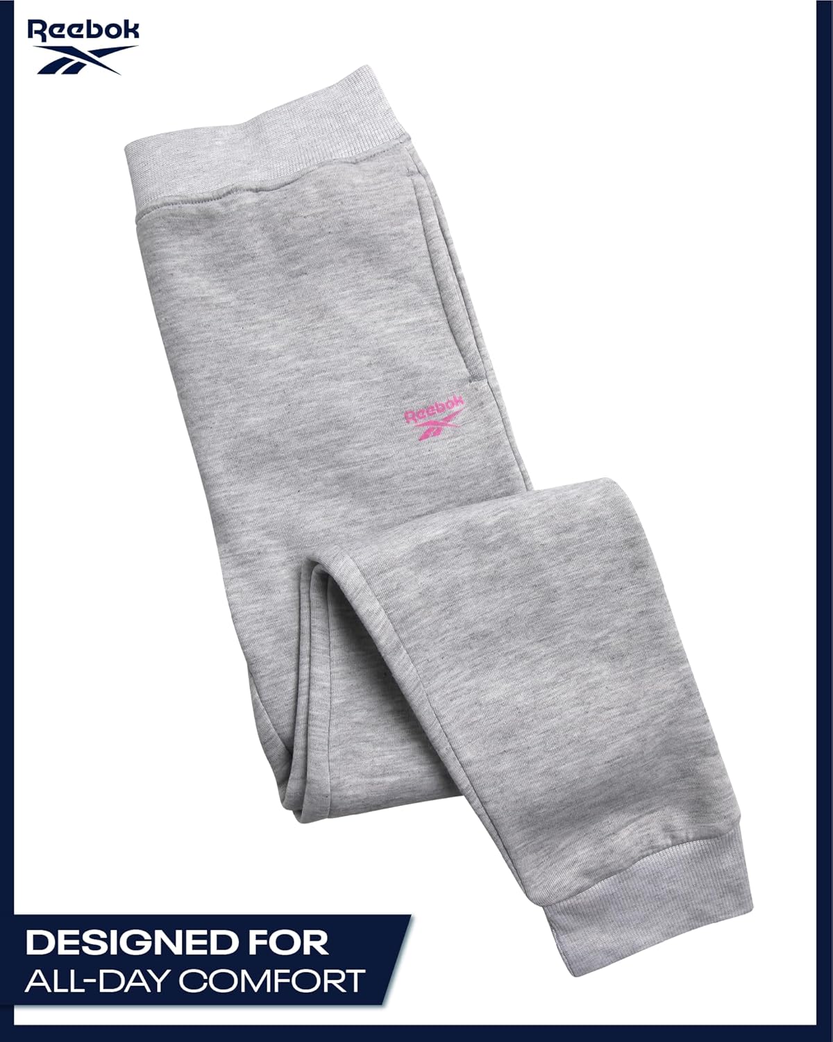 Reebok Girls Sweatpants - 2 Pack Performance Fleece Active Joggers Sweatpants for Girls - Soft Stretch Kids Athletic Pants - Image 4