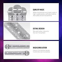 Vista 5 de Threan 2 piezas de micrófono falso de juguete de Navidad con purpurina brillante y diamantes de imitación de plástico para juego de micrófono