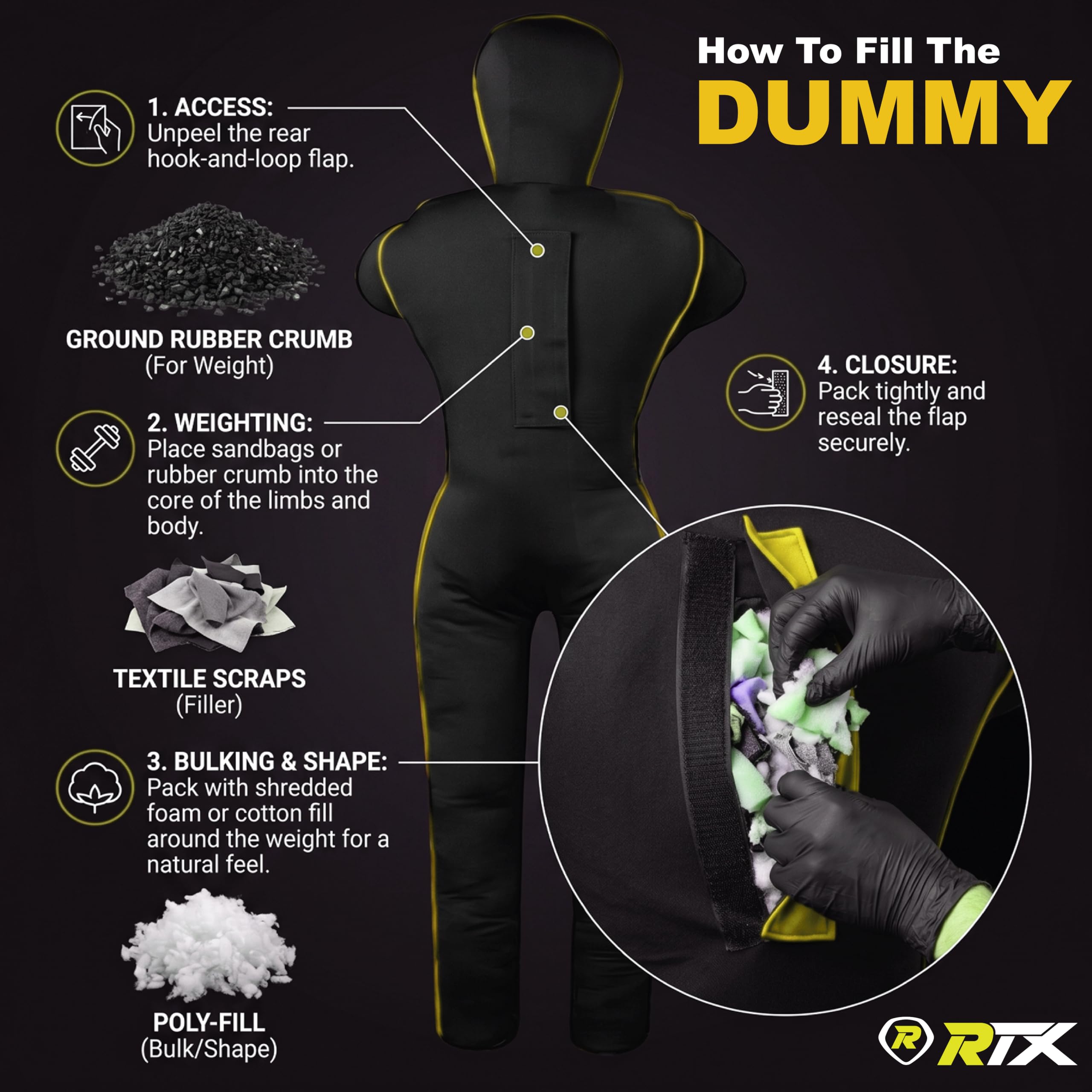 RTX MMA Dummy Judo Grappling Dummy Punch Bag Brazilian BJJ JIU Jitsu Standing Posición de Lucha Libre de Artes Marciales Boxing Karate Entrenamiento Dummy - Lona - UNFILLED
