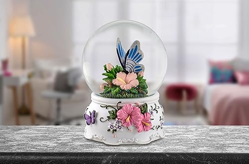 Miniatura 5 de Globo de agua de mariposa con flores de 3.937 in por The San Francisco Music Box Company