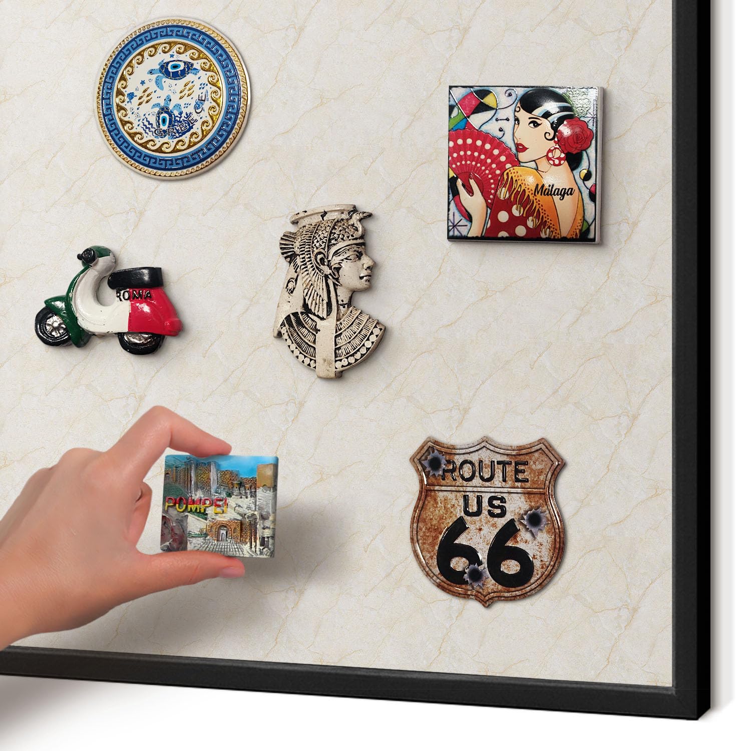 Panel Magnético Informativo 60x40 cm | Marco Negro | Elegancia Del Mármol | Montaje Fácil | Pizarra de Pared | Para Restaurante y Bar | Expositor para Menú, Ofertas del Día