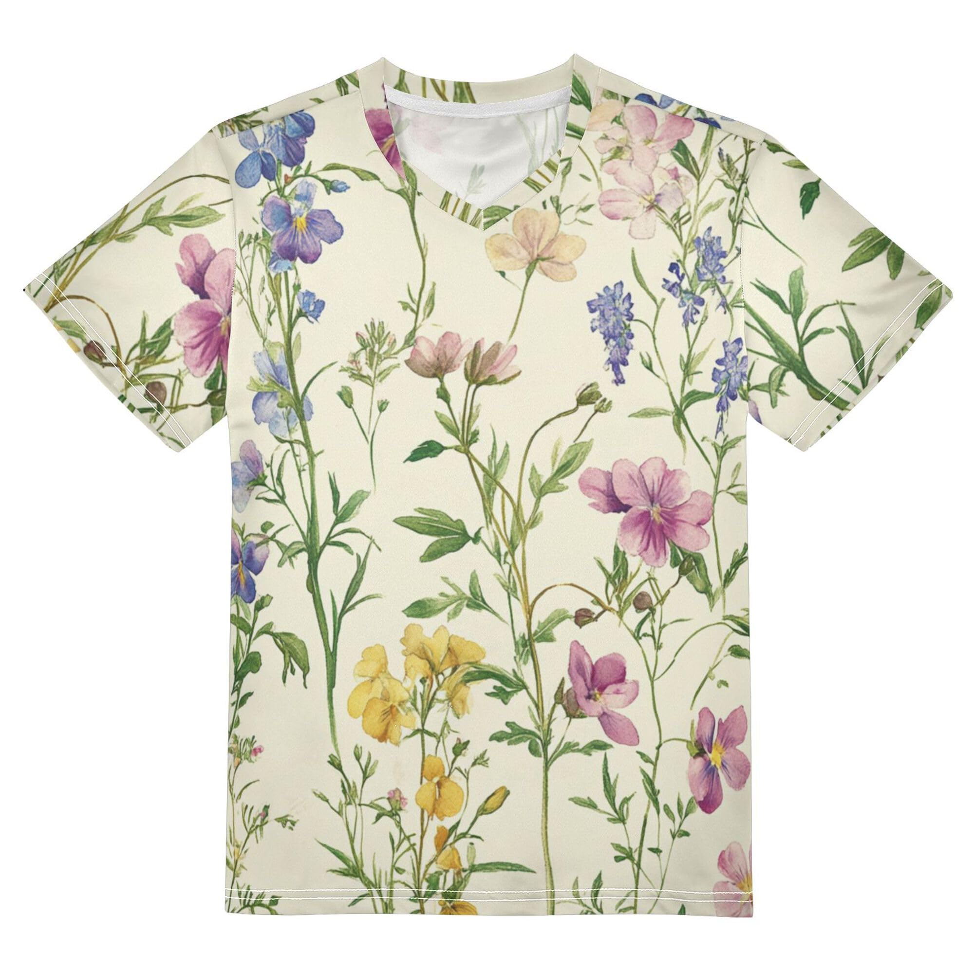 Kid's Summer Shirt Short Sleeve Top Quick Dry Beauty Floral Boys Football Shirt for Boy Girl Kid