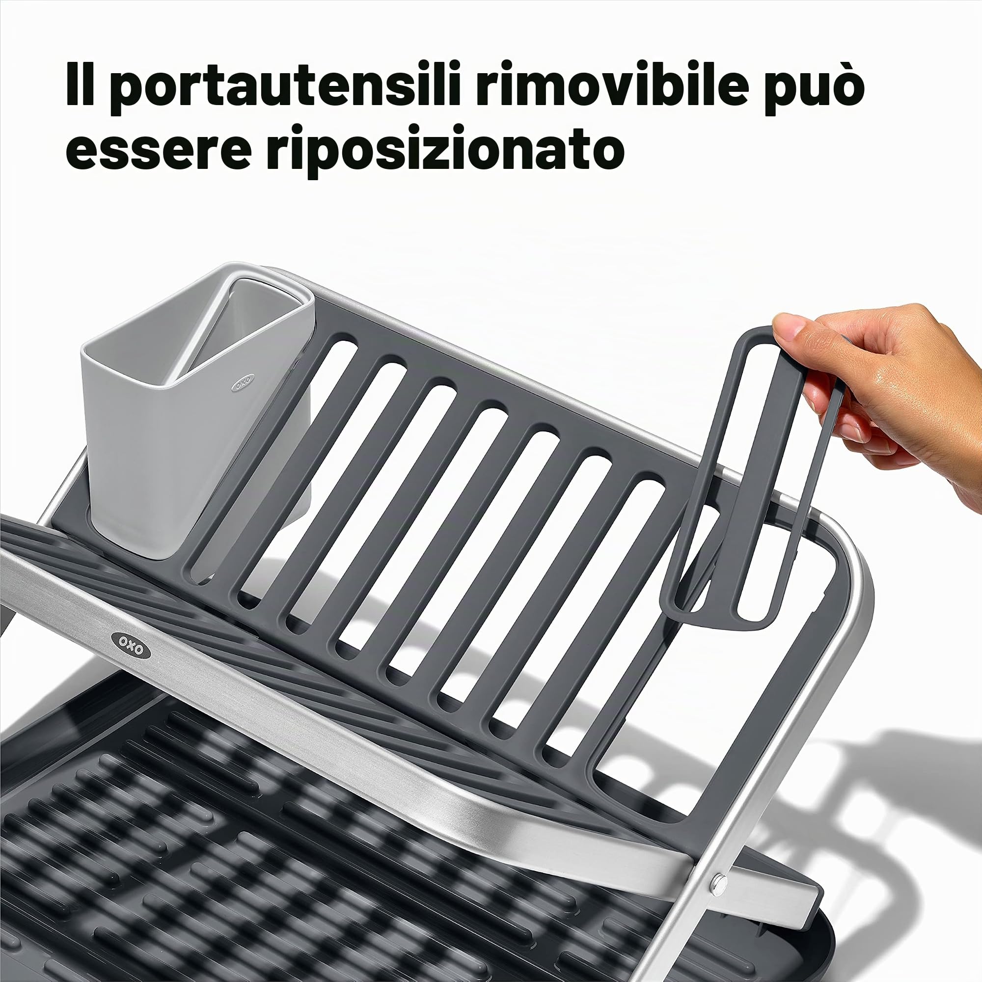 OXO Good Grips Scolapiatti piatto pieghevole in alluminio