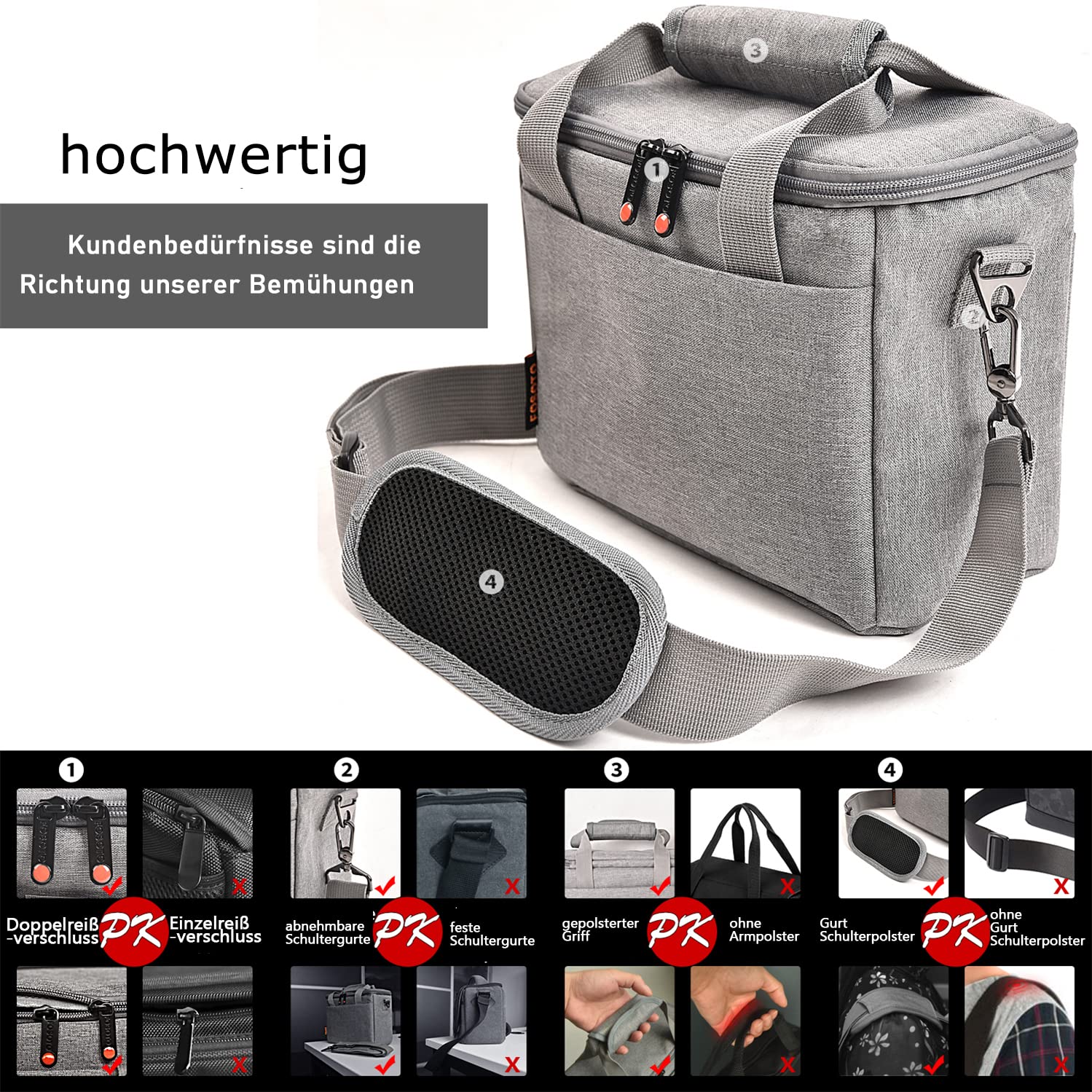 FOSOTO DSLR-Kameratasche für Spiegelreflexkameras und Zubehör Grau, SLR Kameratasche Klein mit Regenschutz Kompatibel mit Nikon D3400 D5600 D5500 D7500,Canon EOS 4000D 2000D M50,Sony A7R A6400 A6100