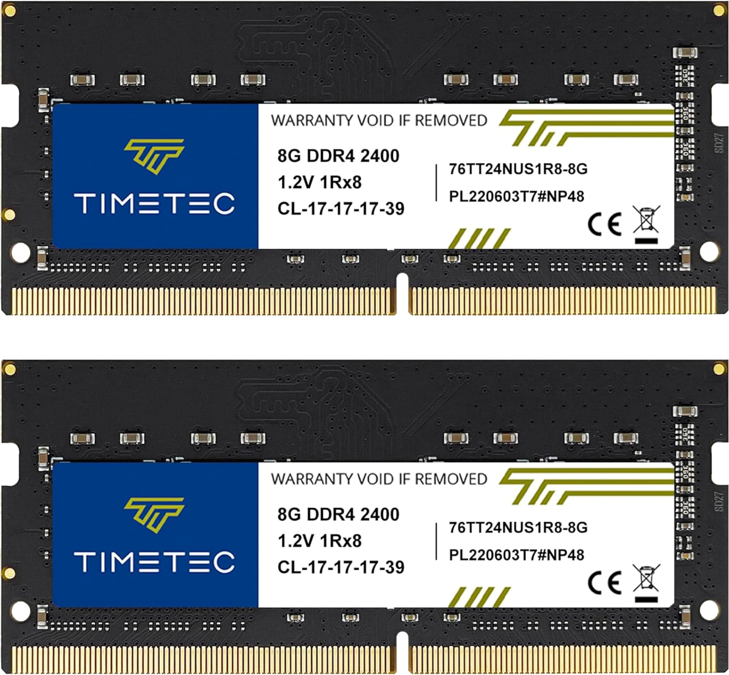 Timetec 16GB KIT (2x8GB) DDR4 2400MHz (PC4-2400T) PC4-19200 SODIMM Laptop RAM – 260-Pin 1.2V CL17 Non-ECC Unbuffered Memory Module for Laptop, Notebook, Mini PC, All-in-One