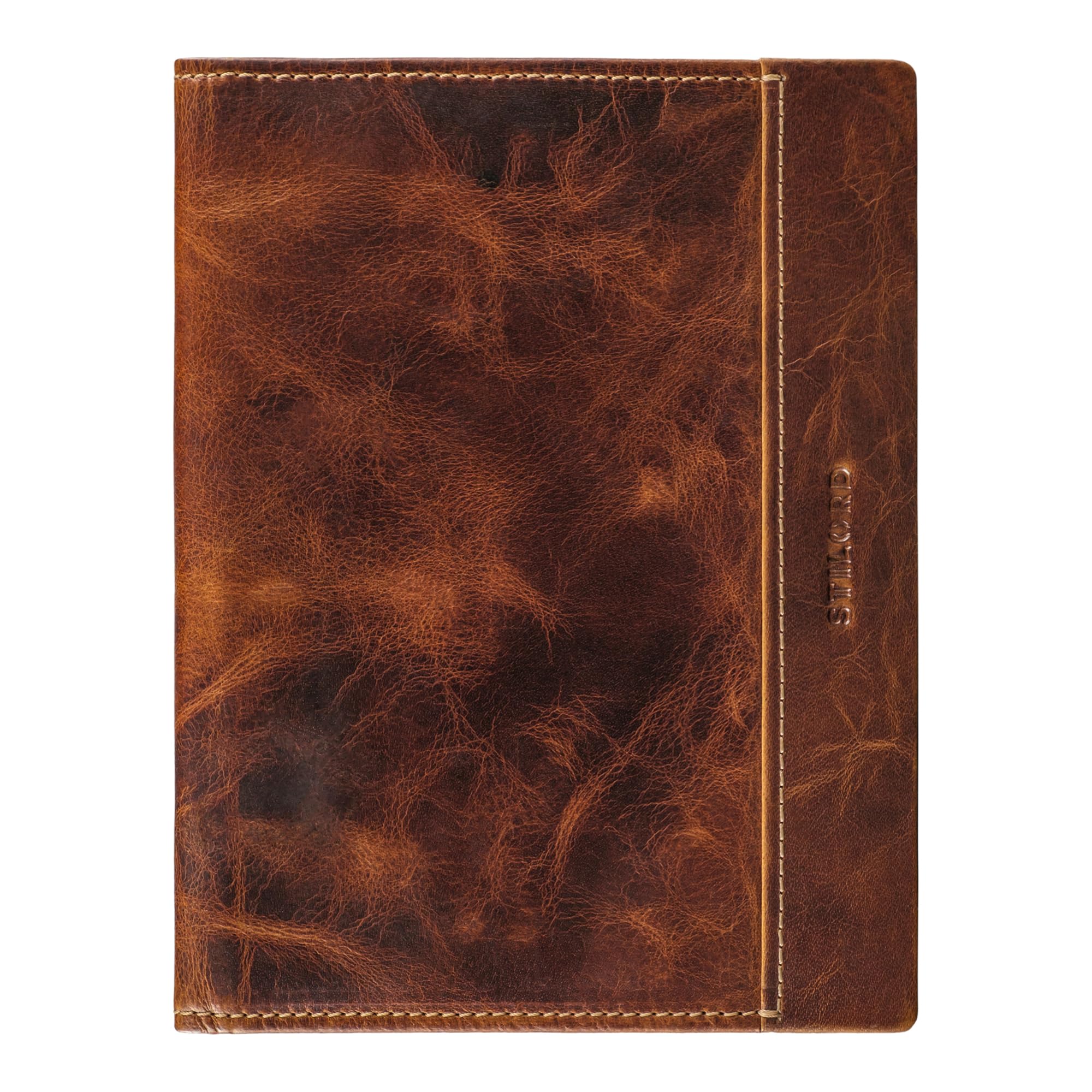 STILORD 'Bernhard' Porte-Documents A5 en Cuir Business Organisateur de Conférence Porte-Document en Cuir Véritable Pochette, Couleur:Cannes - Marron