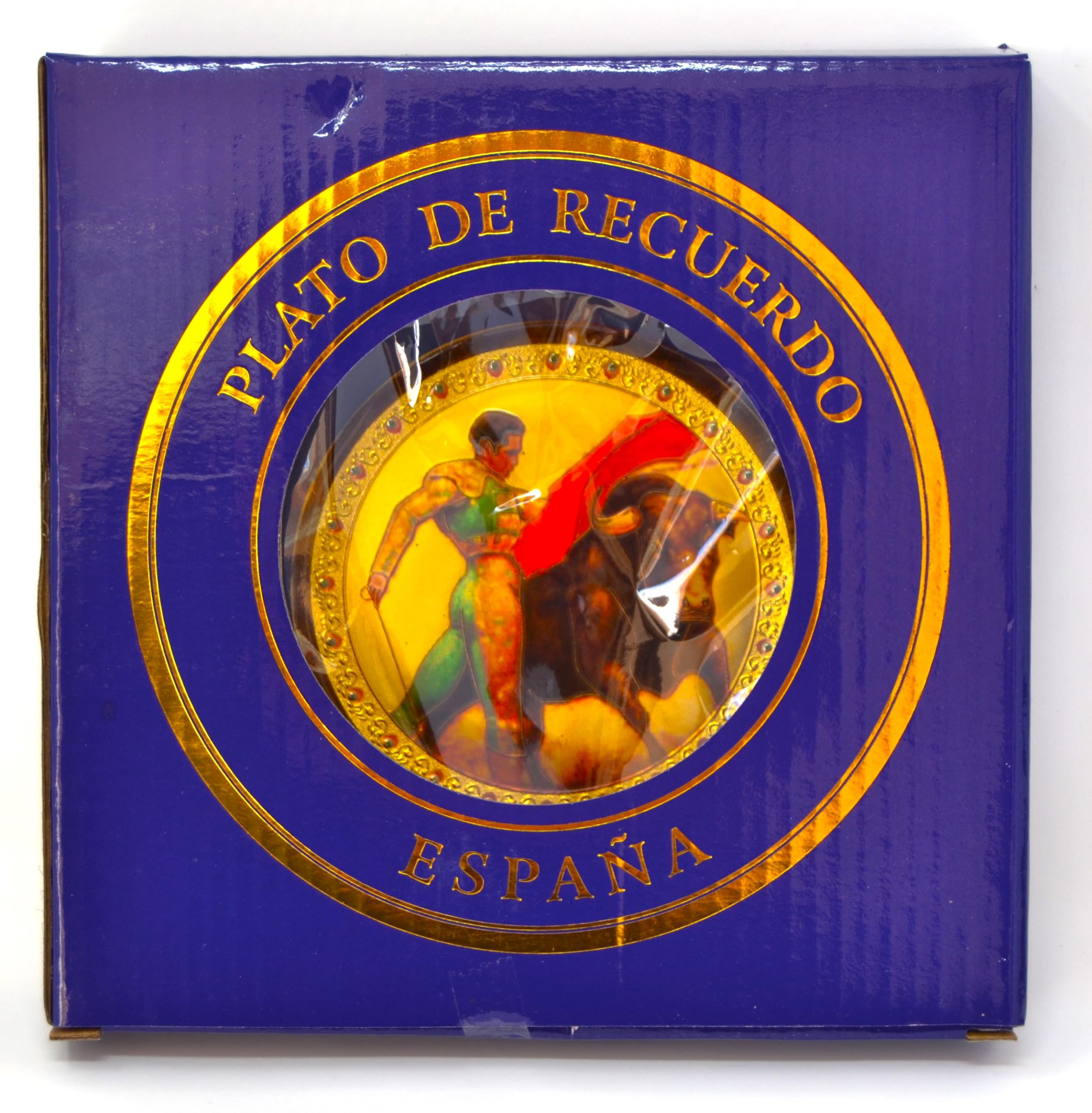 Corrida de torros.15.5cm Plato Decorativo de Cocina española, decoración de Paredes Interiores. España. Chapado en Oro. colgado en la Pared