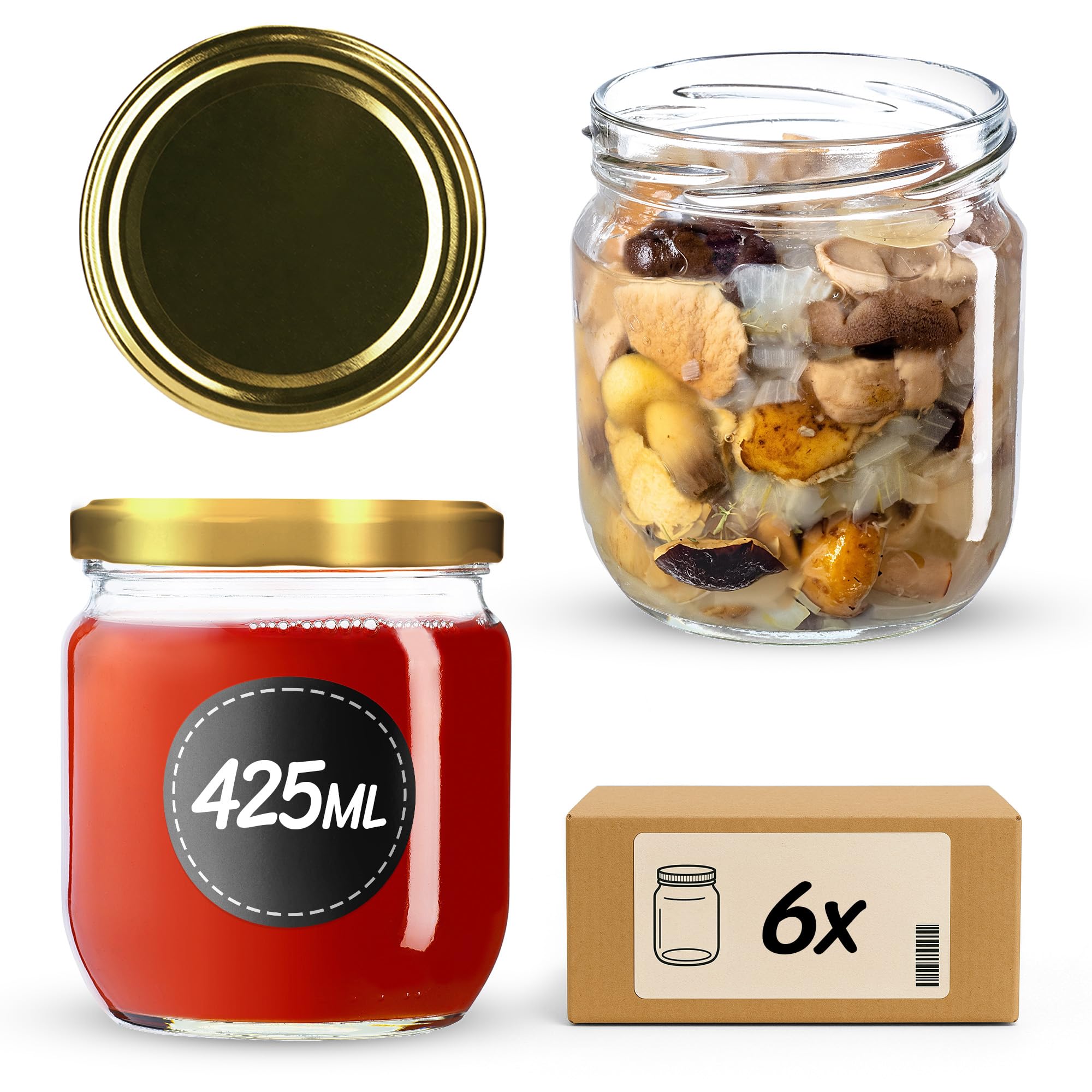 KADAX 24 vasetti per conserve da 760 ml con tappo a vite fi82 mm per