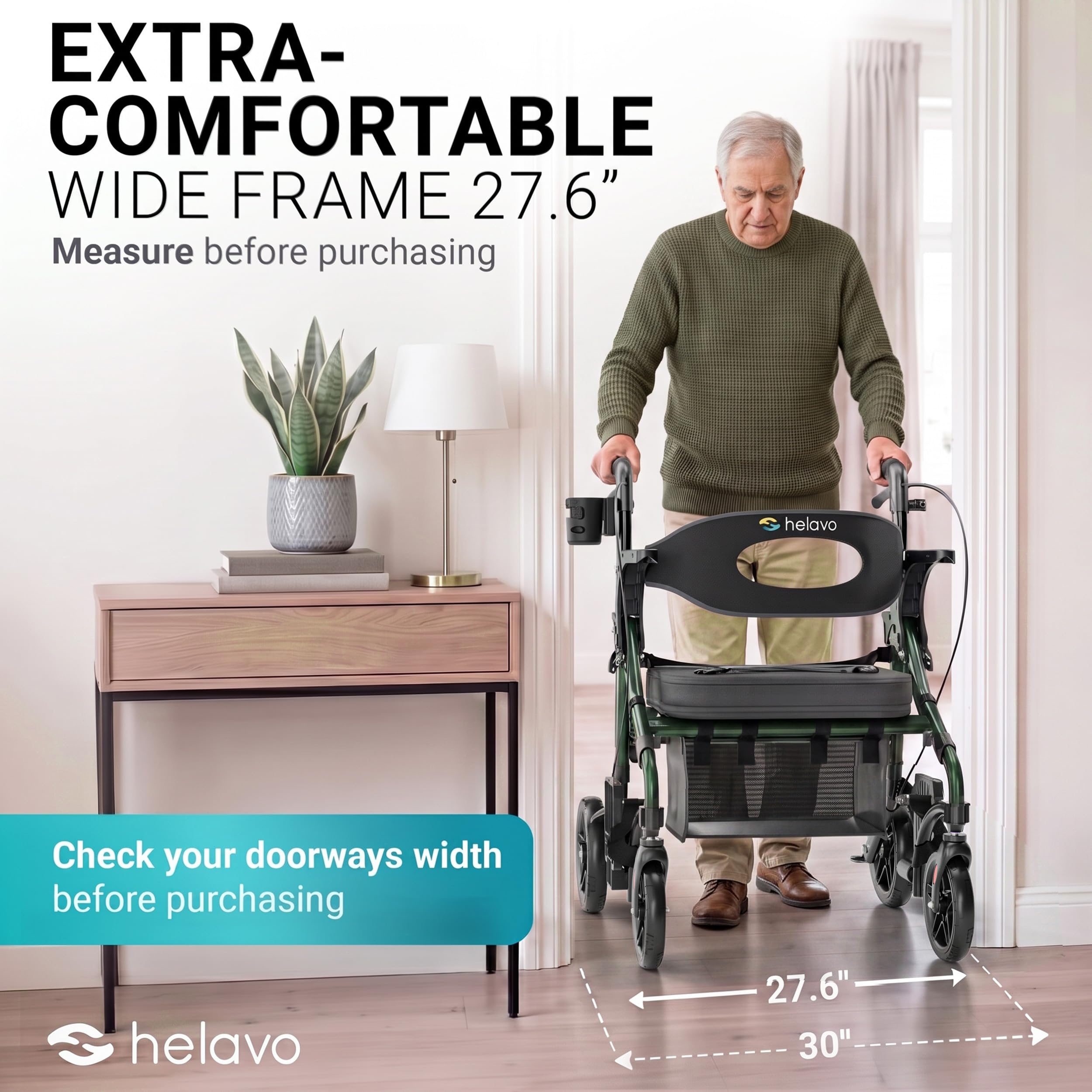 Helavo Wide 2 in 1 Walker Wheelchair Combo, All Terrain 10" Wheels — Amazon image 4