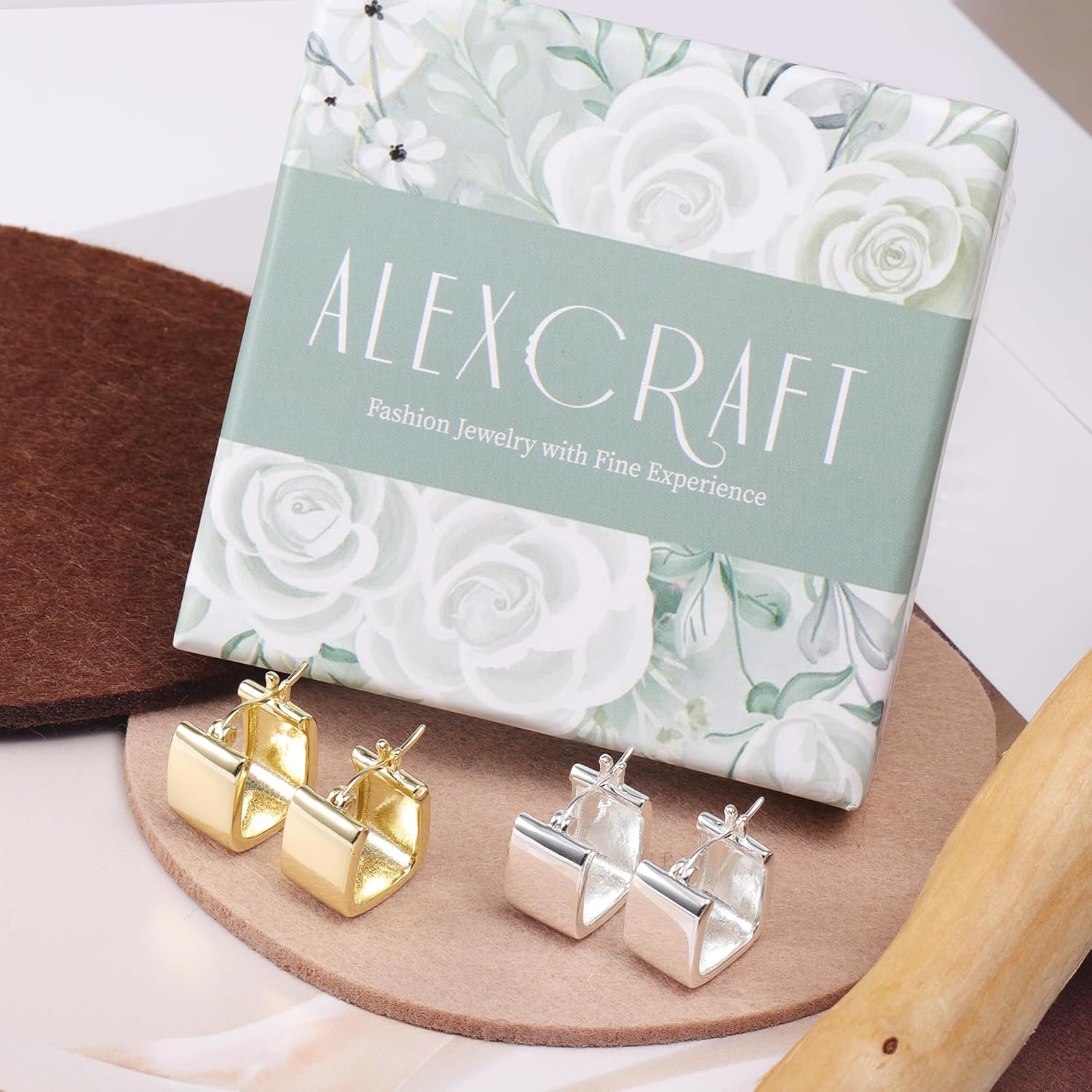 925 Sterling Silver Chunky Hoop Earrings for Women Hypoallergenic Silver Earrings Chunky Huggie Square Hoop Earrings Minimalist Silver Hoops Earrings for Jewelry Gifts - Image 6