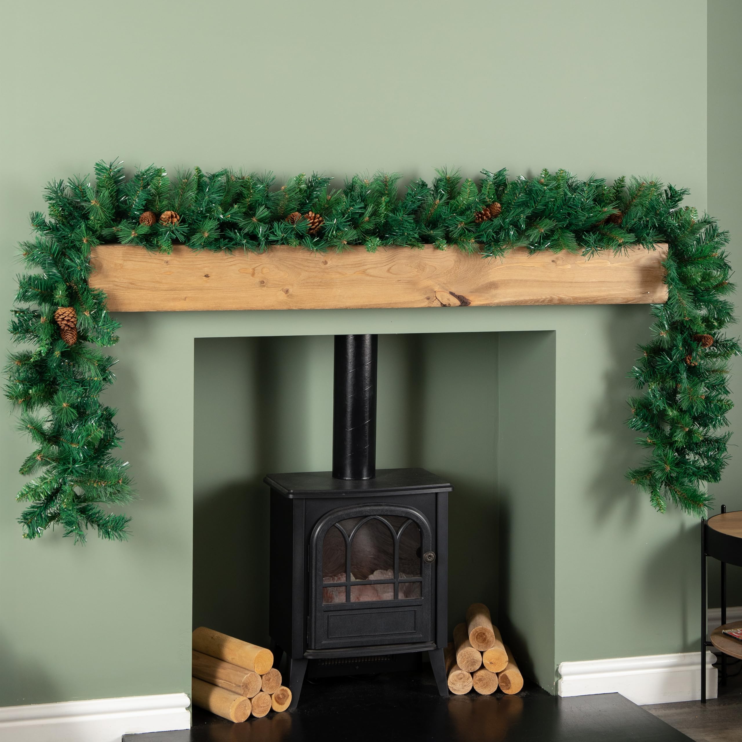 Samuel Alexander Christmas Garland - Pine Cones - Mixed Needles - 270cm - Green
