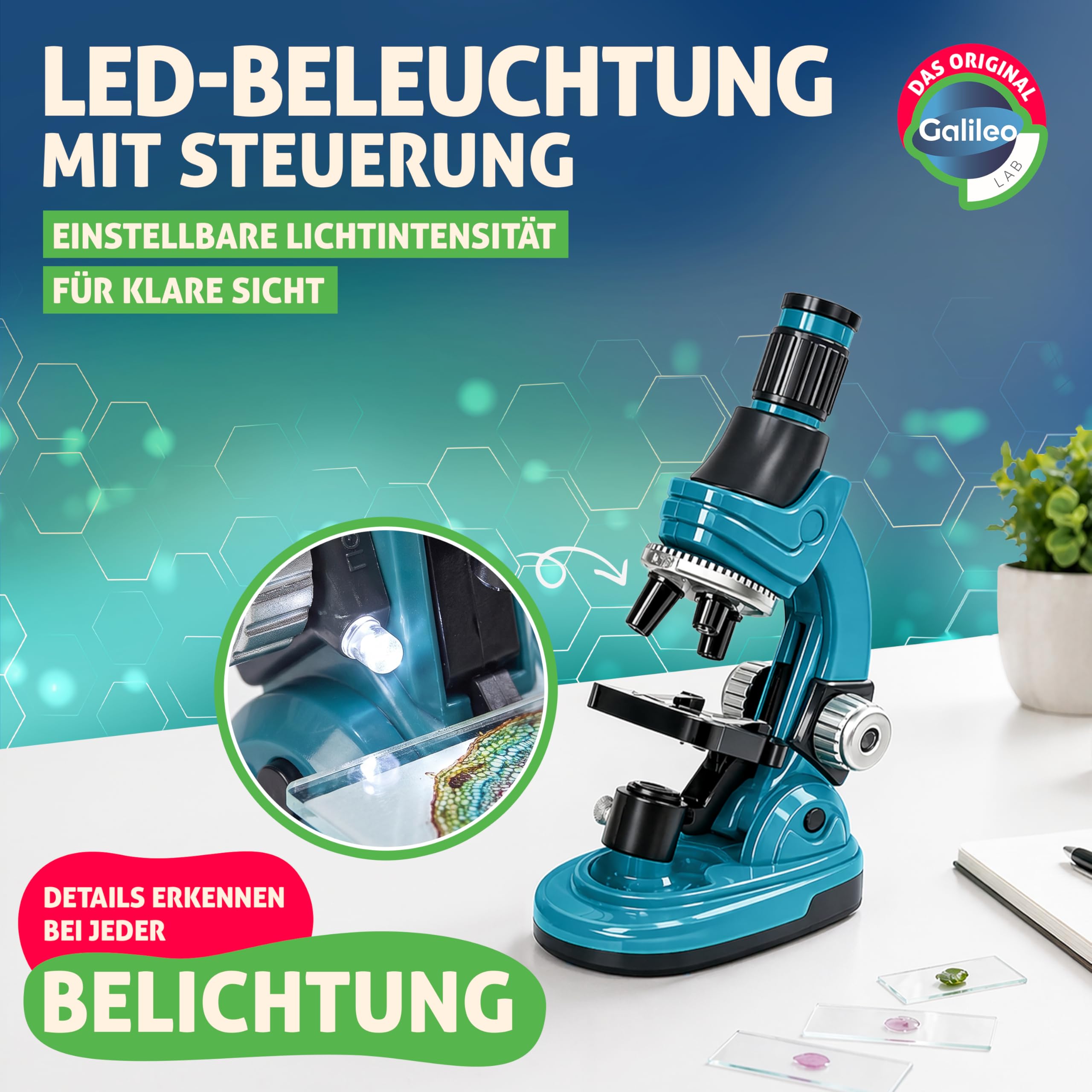 Galileo Lab Natur unter dem Mikroskop - Mikroskop für Kinder - Experimente für Kinder ab 8 Jahren, Forscher Set von Clementoni 59487