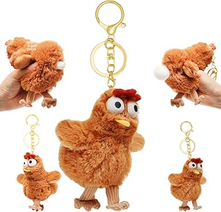 Squeaky Chicken Plush Keychain Egg Laying ，Gifts for Birthday,Chirsmas， Backpack Pendant Decoration Stuffed Animal