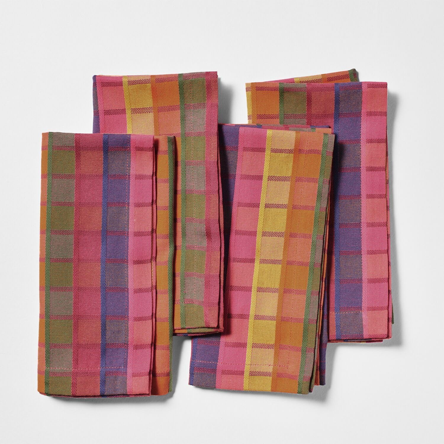 Sur La Table Modern Plaid Napkins, Set of 4, Rainbow