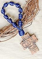 Vista 7 de Rosario de perilla de puerta, decoración católica colgante, bendición para una nueva casa, regalo religioso de inauguración de la casa (azul marino)