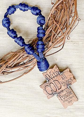 Miniatura 7 de Rosario de perilla de puerta, decoración católica colgante, bendición para una nueva casa, regalo religioso de inauguración de la casa (azul marino)