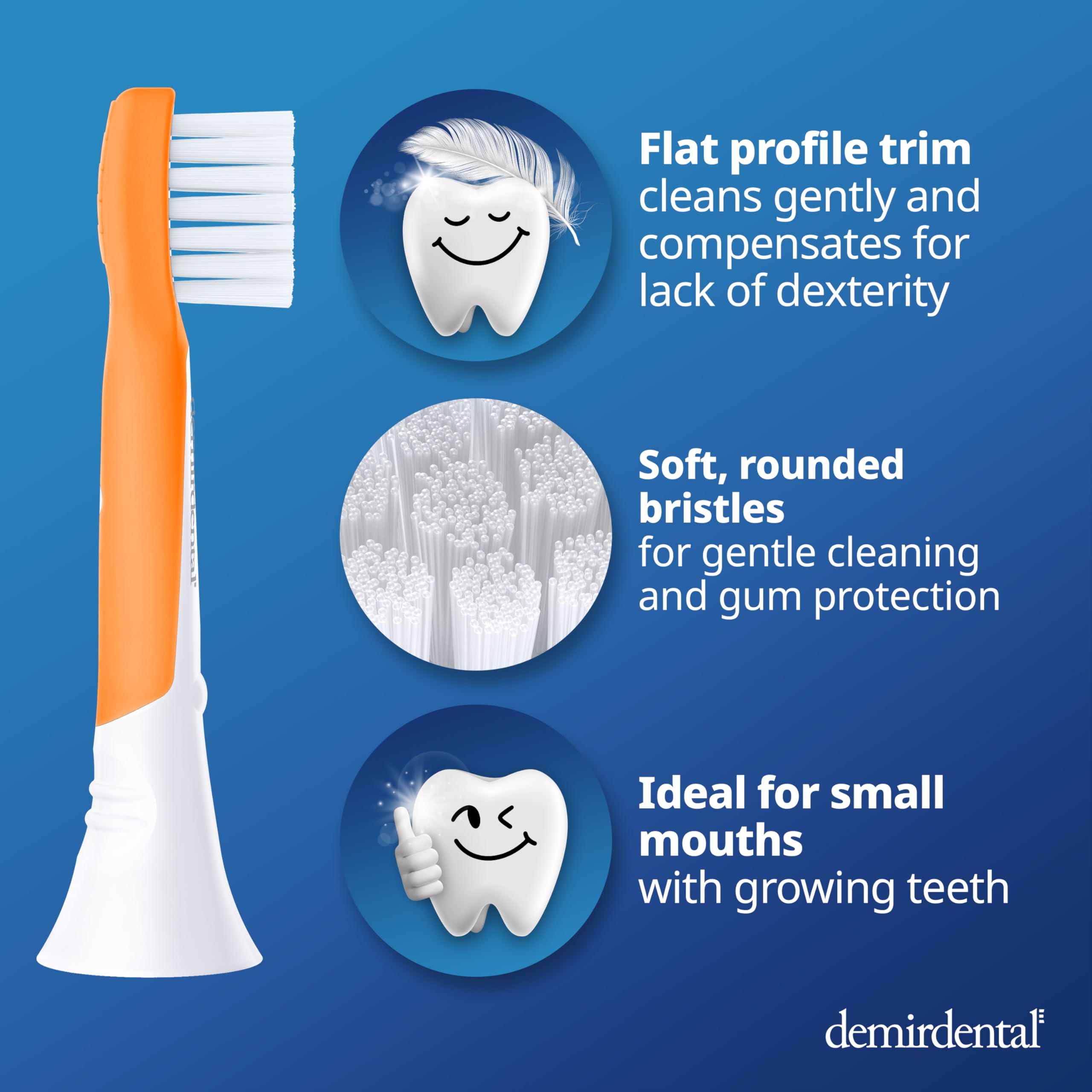 demirdental Mini testine di ricambio per spazzolino da denti per bambini, compatibili con Philips Sonicare Compact Kids - Testine di ricambio Sensitive - Testine per spazzolino da 3 a 6 anni -
