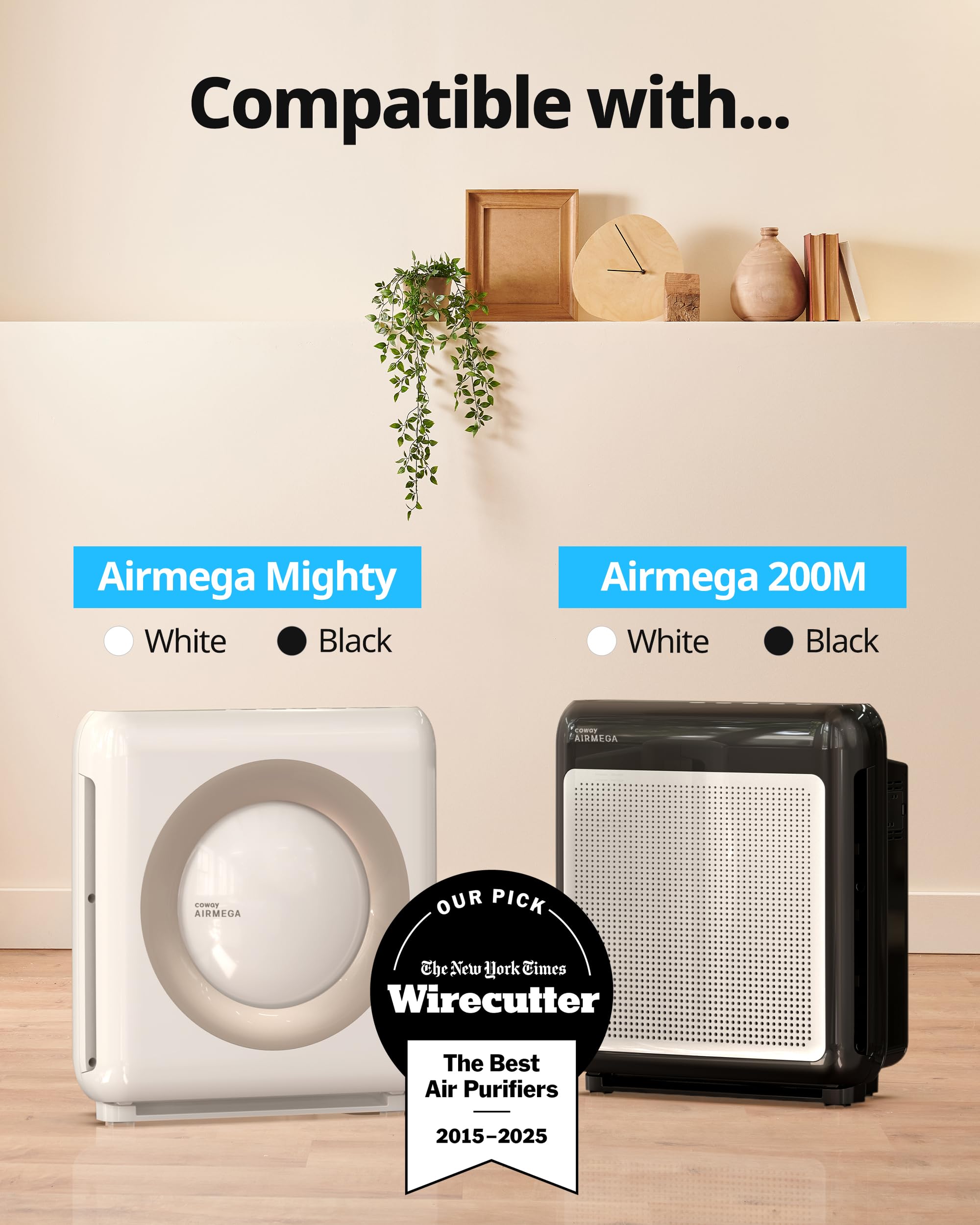 COWAY AP-1512HH & 200M zamiennik filtra oczyszczacza powietrza, intensywny pakiet dymu, 2 filtry dezodoryzacji intensywnego dymu i 1 prawdziwy filtr HEPA, 1 opakowanie, czarny