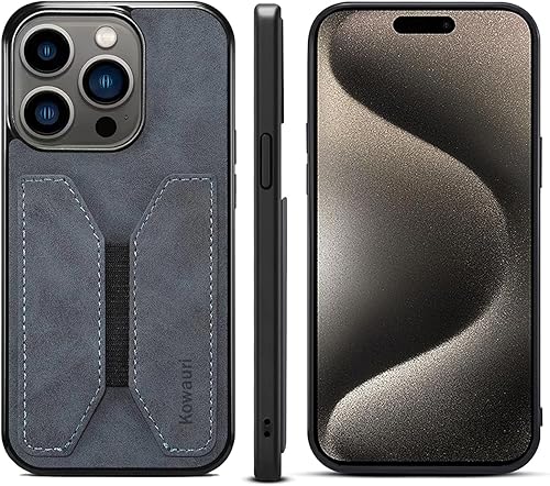 Miniatura 2 de Kowauri Funda para iPhone 15 Pro Max, funda de piel sintética tipo cartera con ranura para tarjeta de crédito, funda protectora ultra delgada para