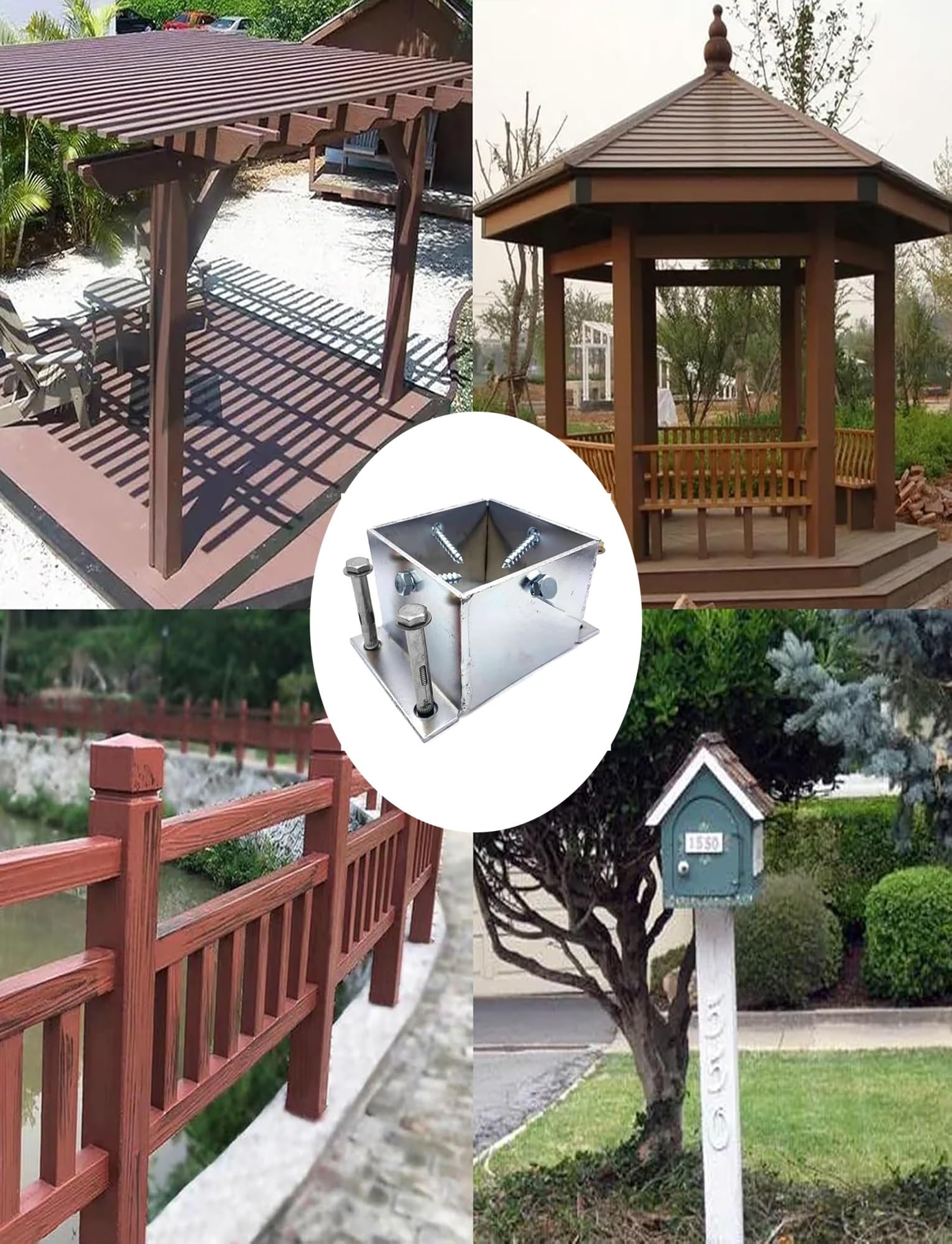 Staffa di ancoraggio per pali resistente con viti per installazione in calcestruzzo, ideale per recinzioni, ponte, pergole e cassette postali