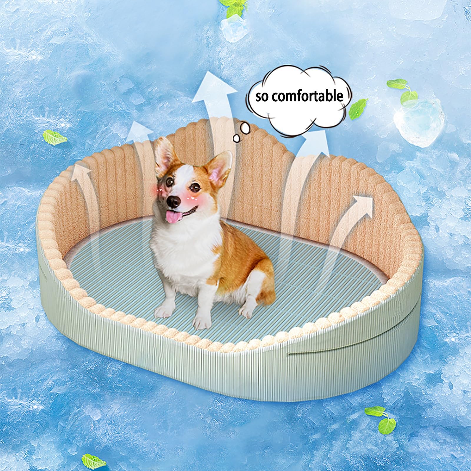 Tapis de lit pour chien, tapis pliable pour chien, tapis voyage chien, coussins rafraîchissants for chiens, quatre saisons, lit universel for petit chien, tapis for chien corgi amovible et lavable ( C